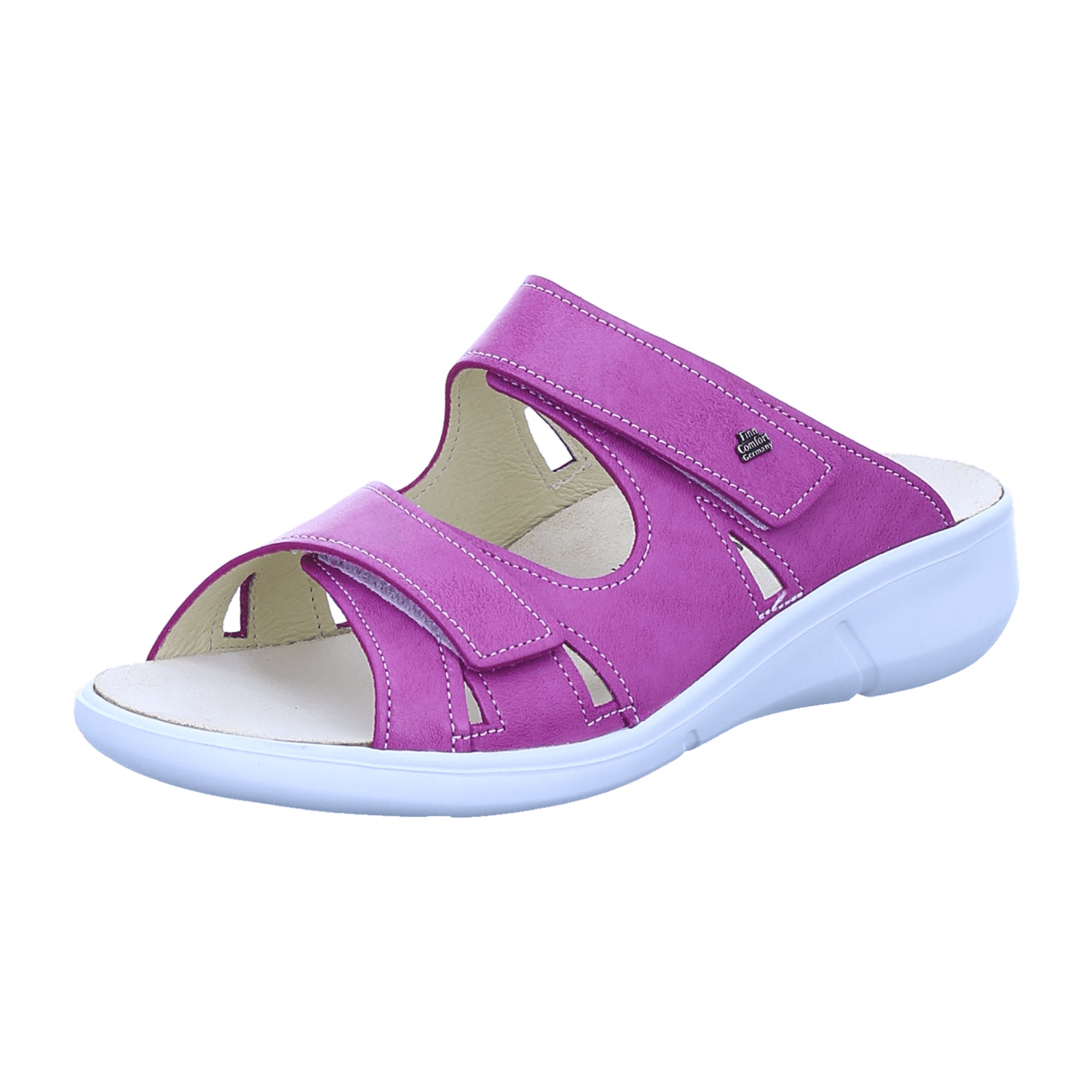 Finn Comfort Palau Women's Slide Sandal - Pink Nube Comfort Footwear with Removable Cork Footbed