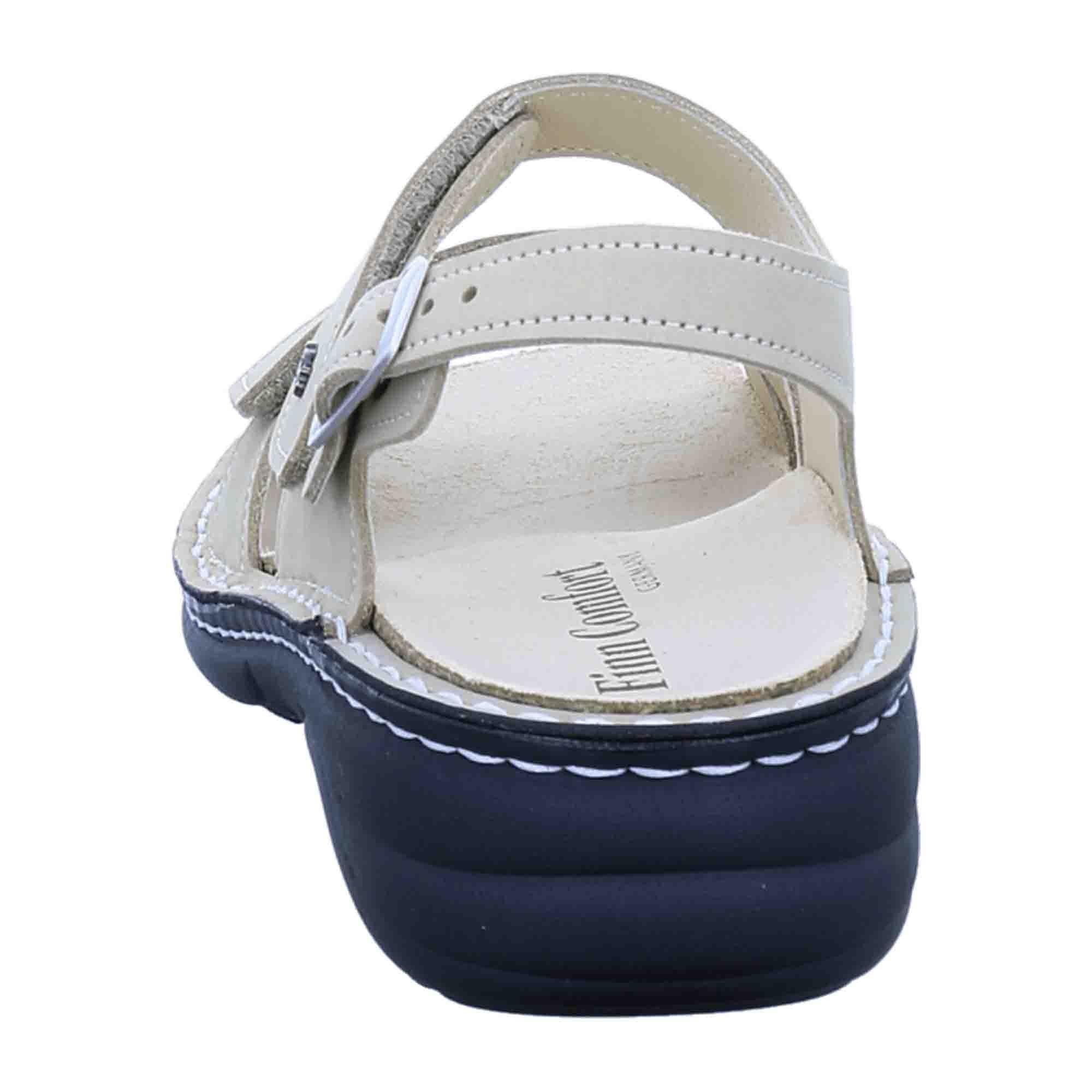 Finn Comfort Linosa Women's Sandals - Ivory Nubuck Adjustable Comfort Sandals, Beige