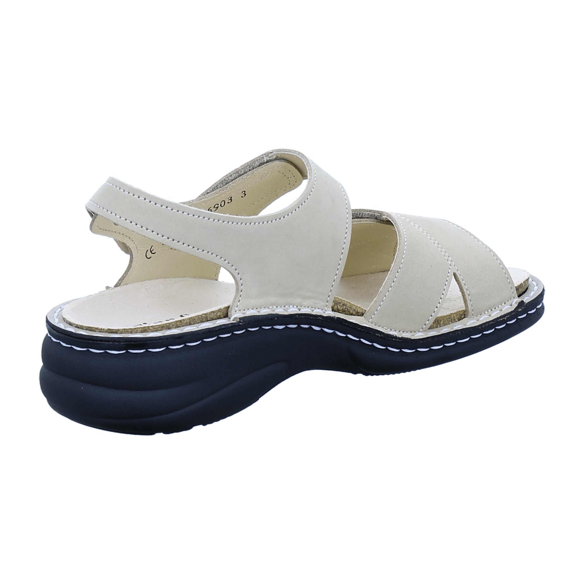 Finn Comfort Linosa Women's Sandals - Ivory Nubuck Adjustable Comfort Sandals, Beige