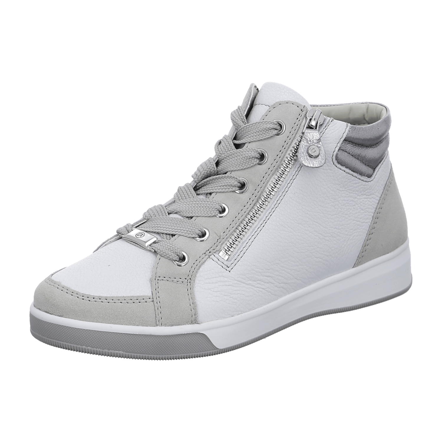 ARA ROM Women's Sneakers in White Smooth Leather with Lace-Up Closure and Textile Lining