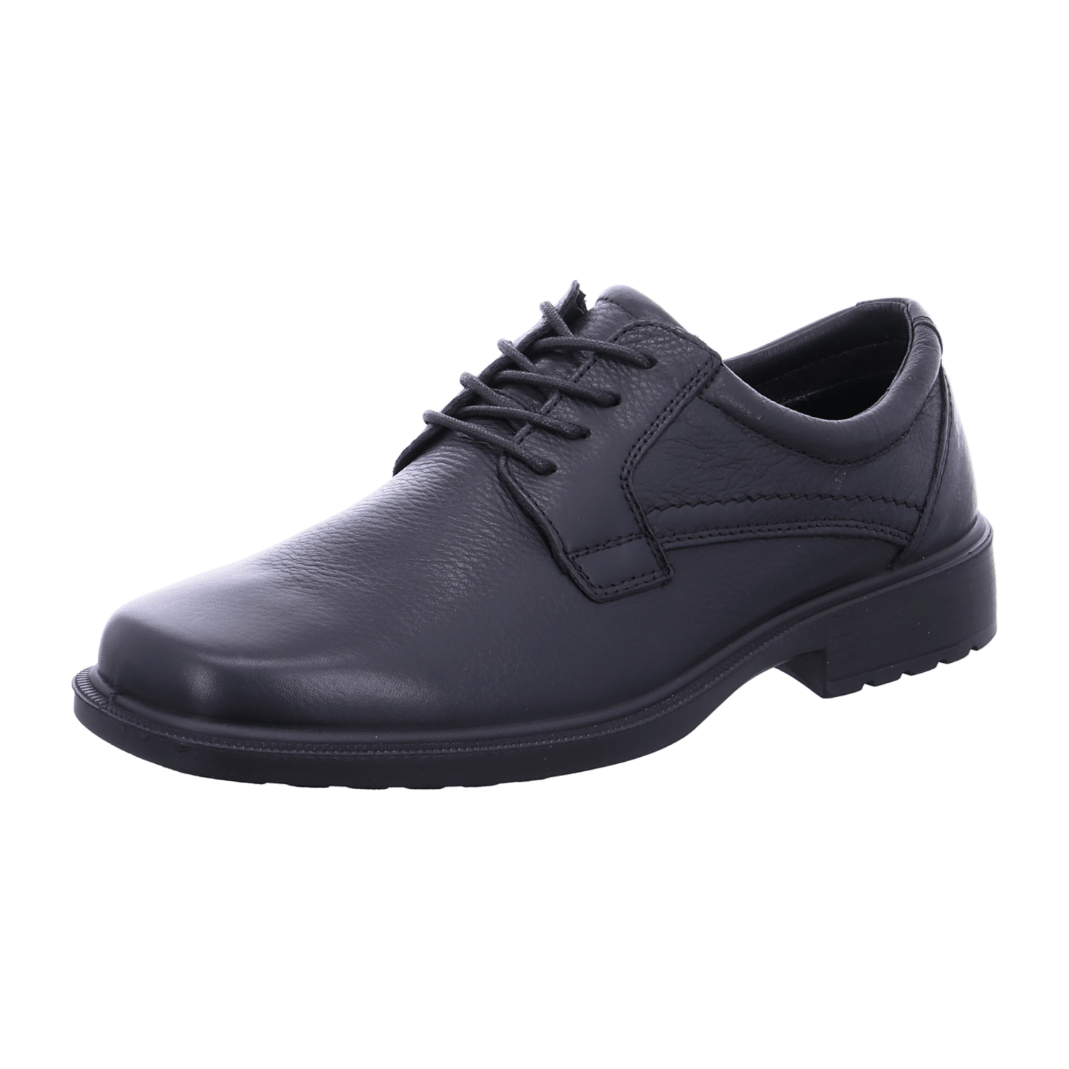 ARA Men's Leather Boat Shoes, Round Toe Lace-Up Derbies in Black