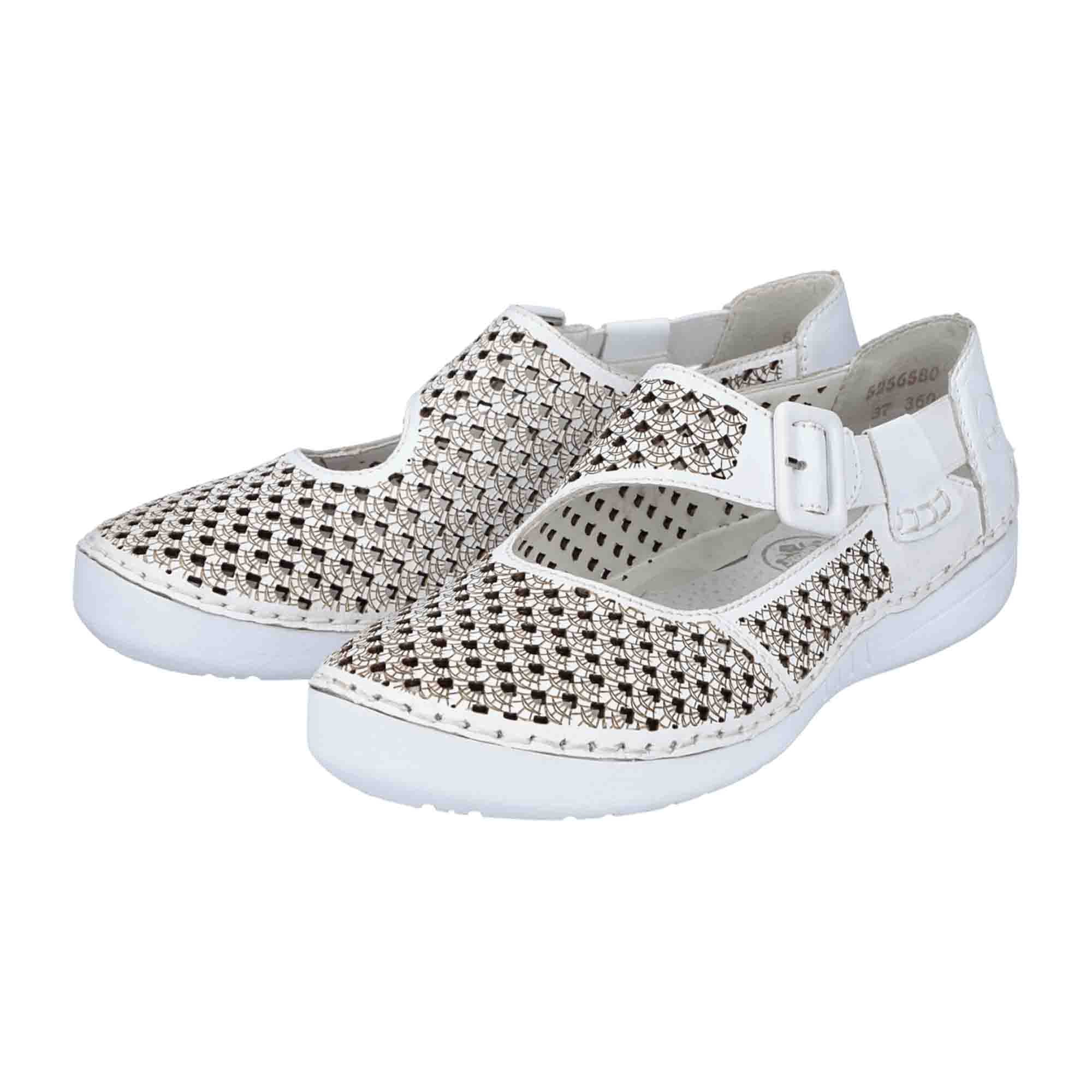 Rieker Women's White Slip-On Shoes with Comfort Sole and Elastic Insert