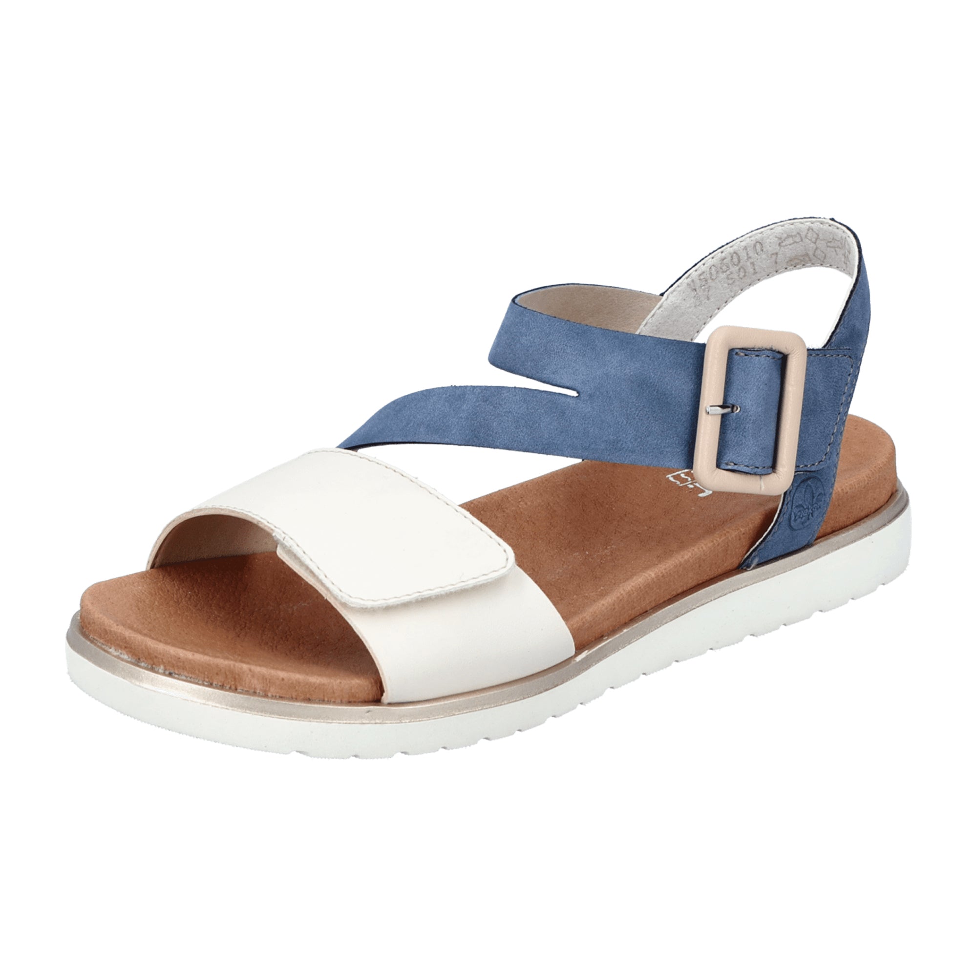 Rieker Women's White Sandals with Velcro Strap and Comfortable Sole