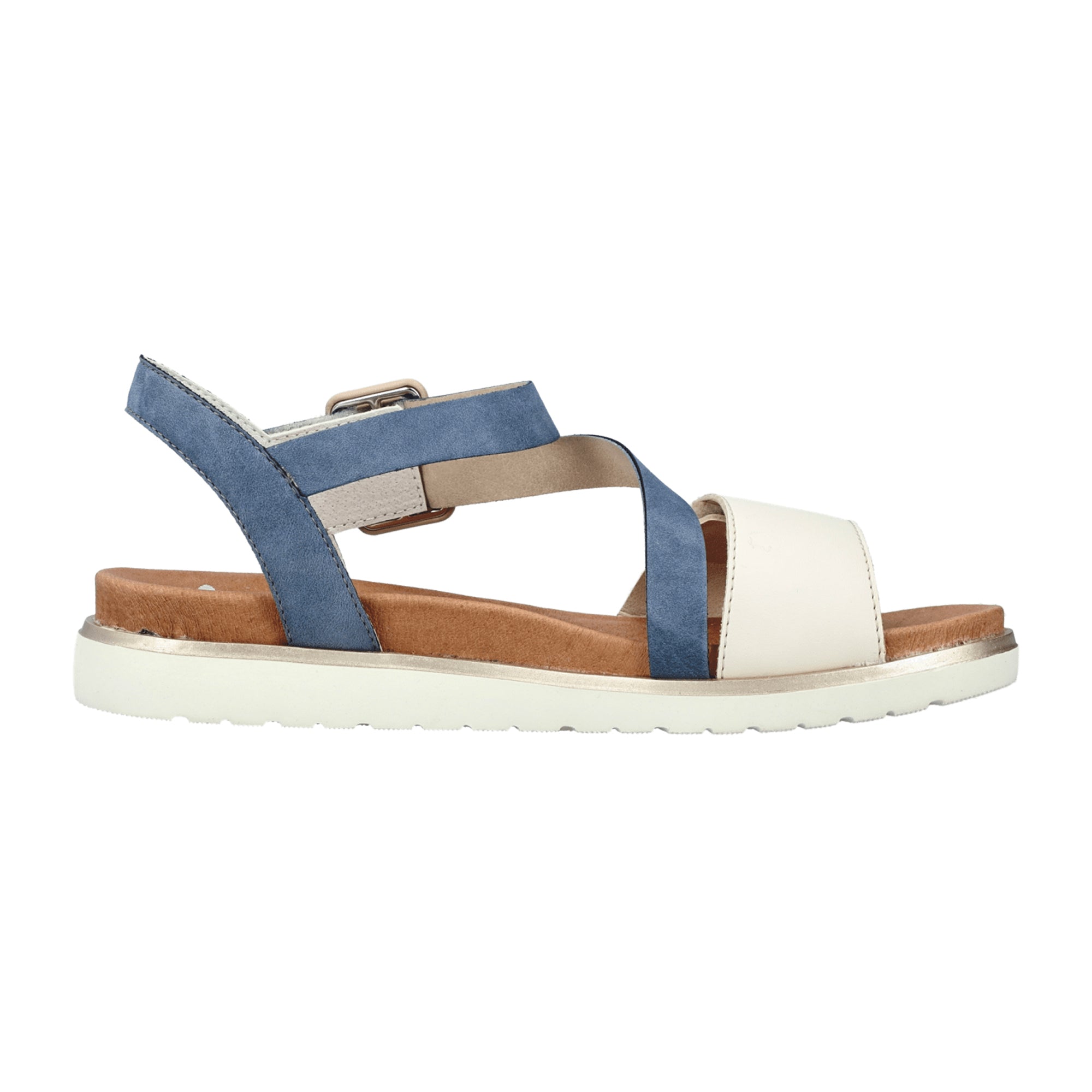 Rieker Women's White Sandals with Velcro Strap and Comfortable Sole