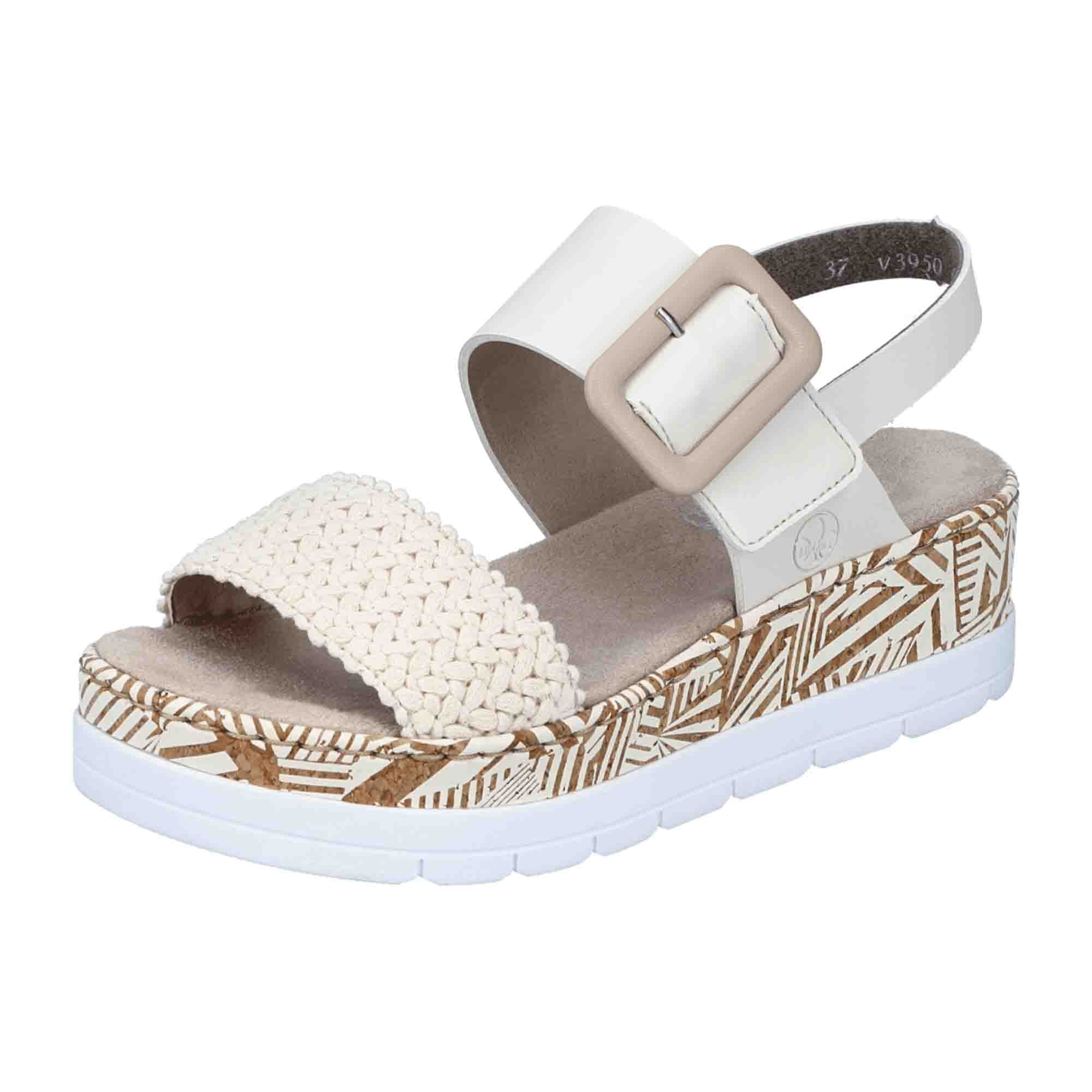 Rieker V395061 Women's Beige Wedge Sandals Synthetic Upper Textile Lining