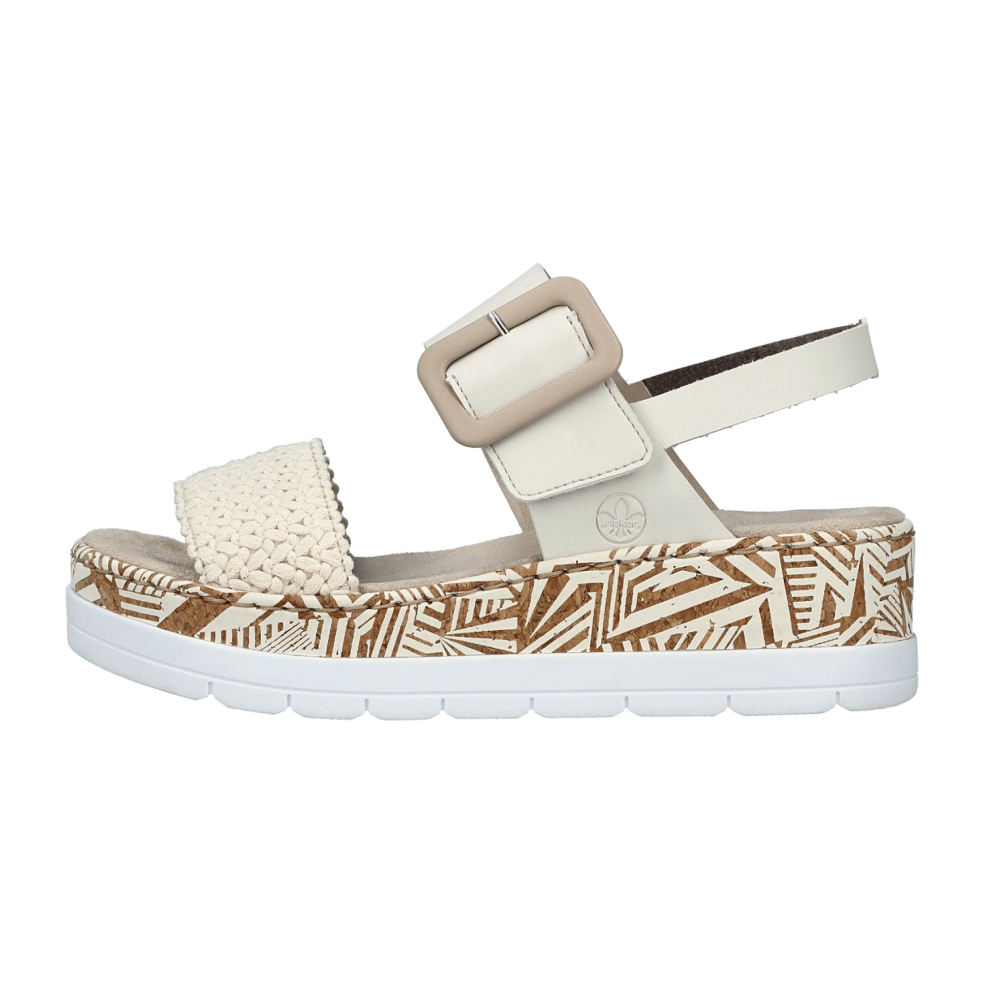 Rieker V395061 Women's Beige Wedge Sandals Synthetic Upper Textile Lining