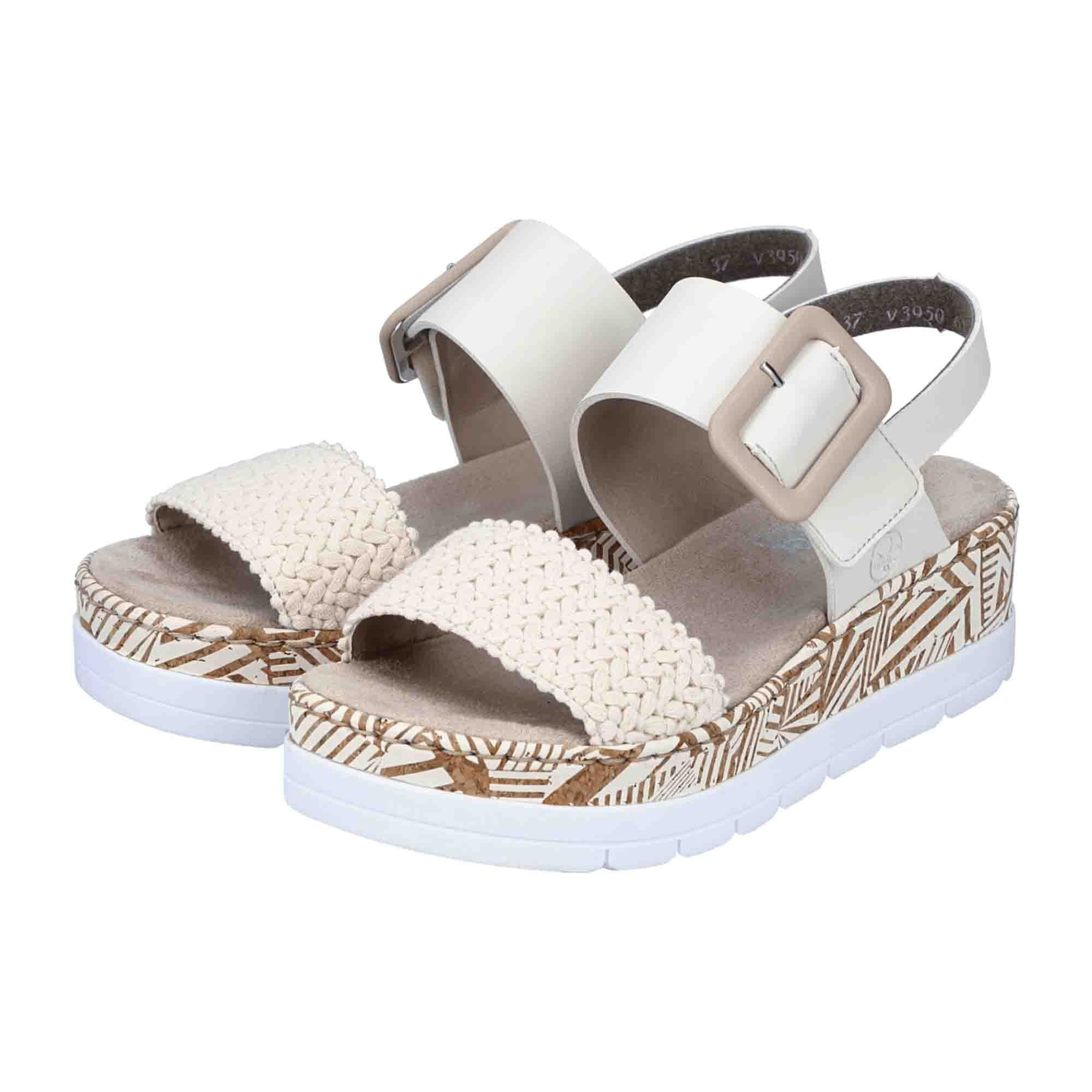 Rieker V395061 Women's Beige Wedge Sandals Synthetic Upper Textile Lining