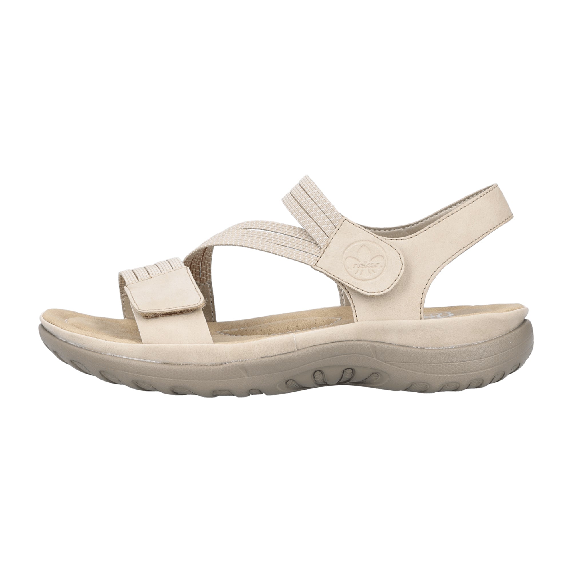 サンダル・ミュール 3JUIN Women Sandals 417361 323SC019 J 0950 Beige Rieker Morelia Women's Beige Sandals with Velcro Closure for