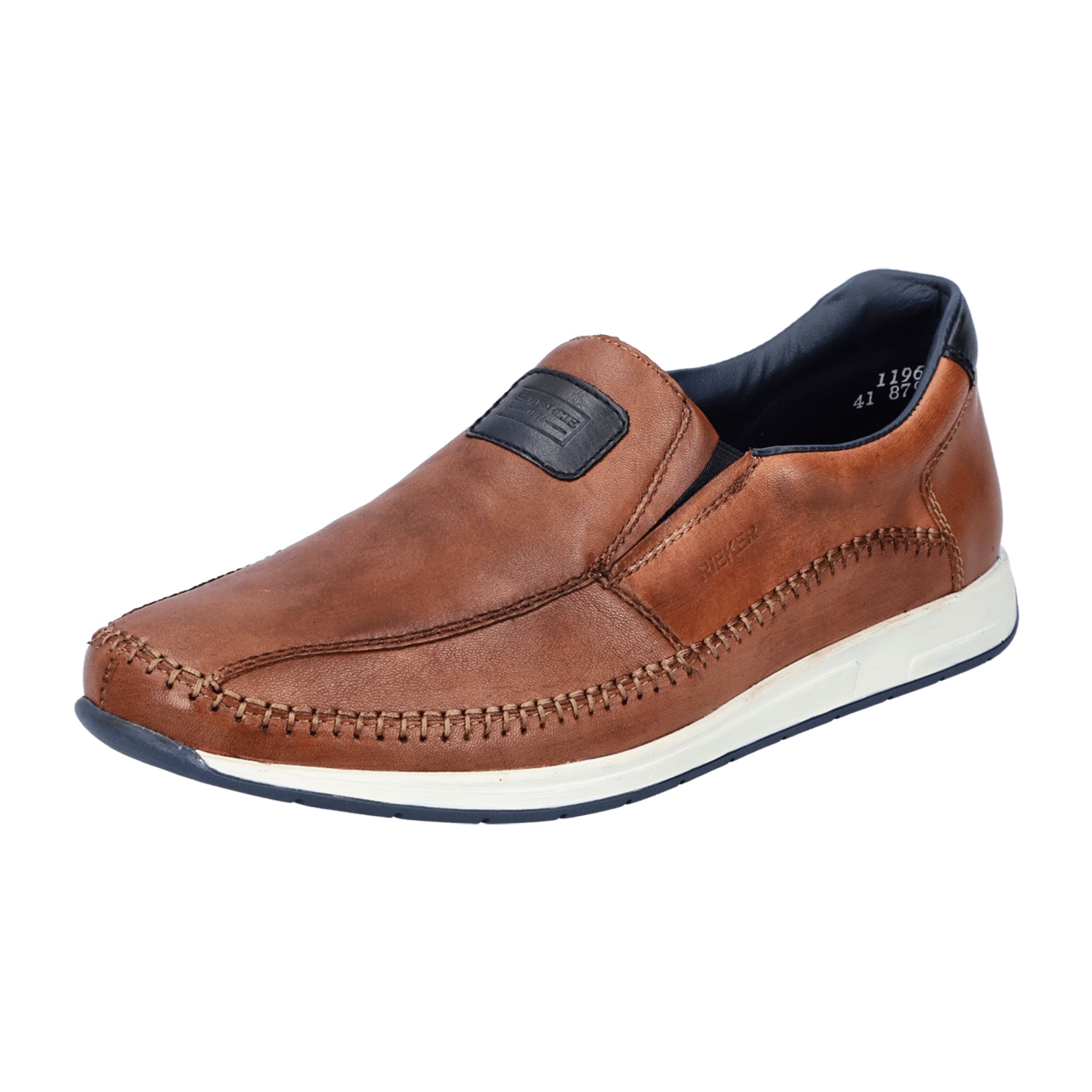 Rieker Men's Brown Slip-On Leather Shoes with Comfort Sole and Elastic Insert