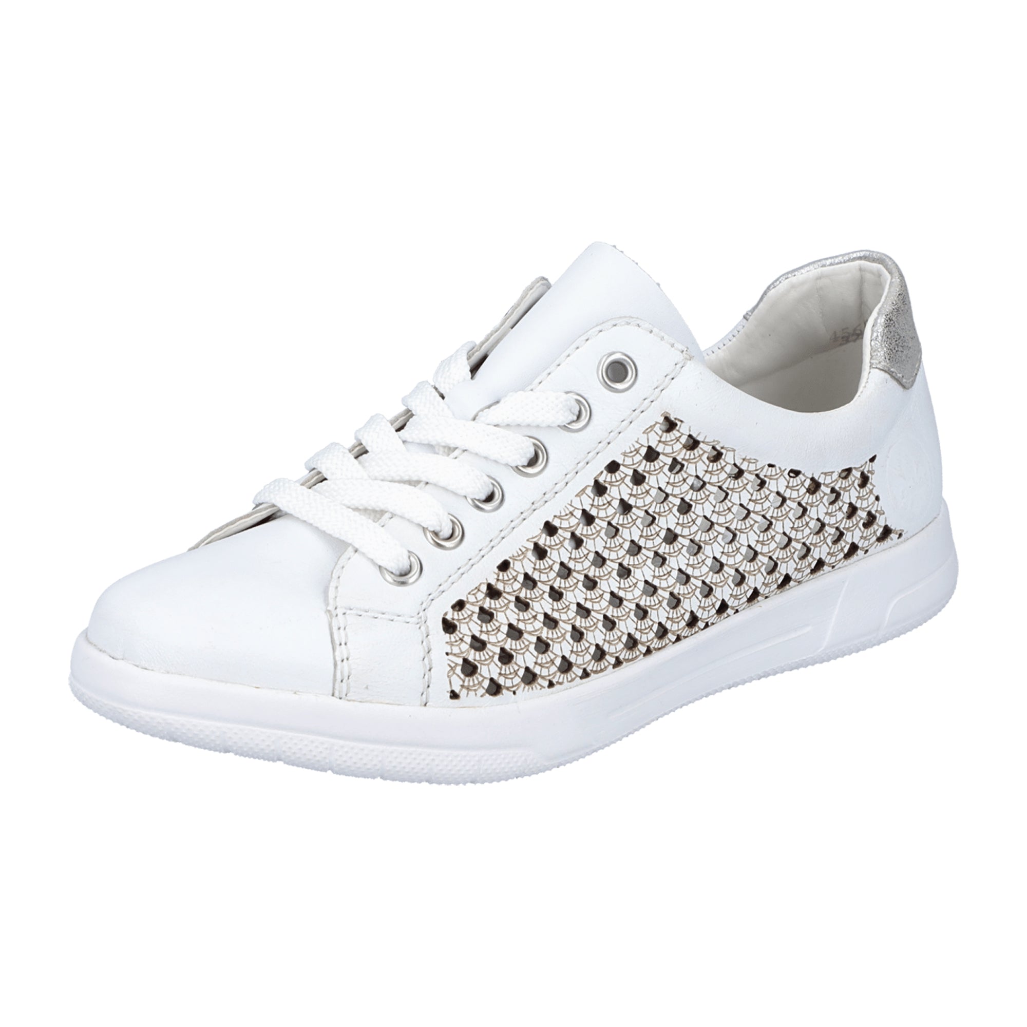 Rieker White Fog Silver Women's Leather Shoes with Removable Insole