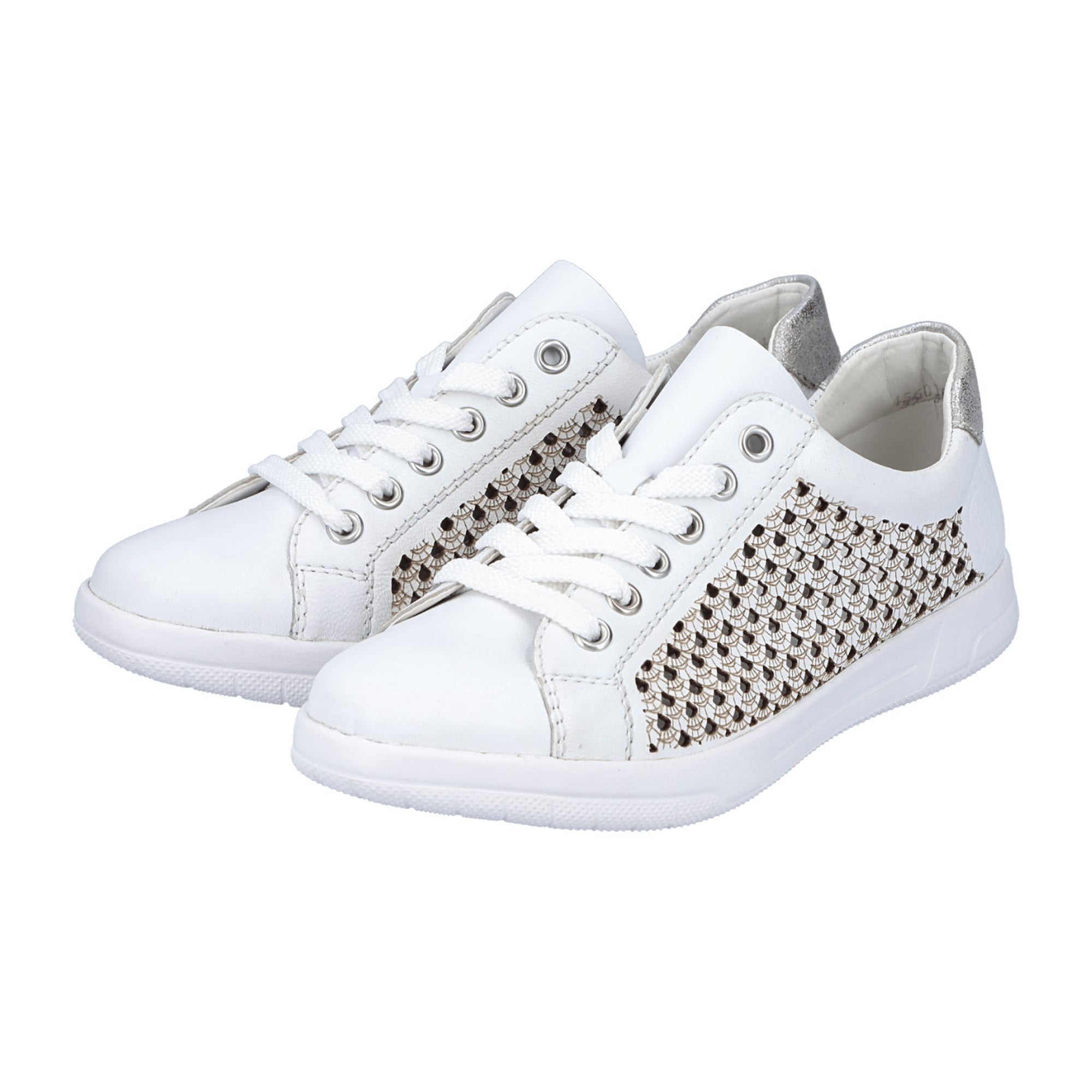 Rieker White Fog Silver Women's Leather Shoes with Removable Insole