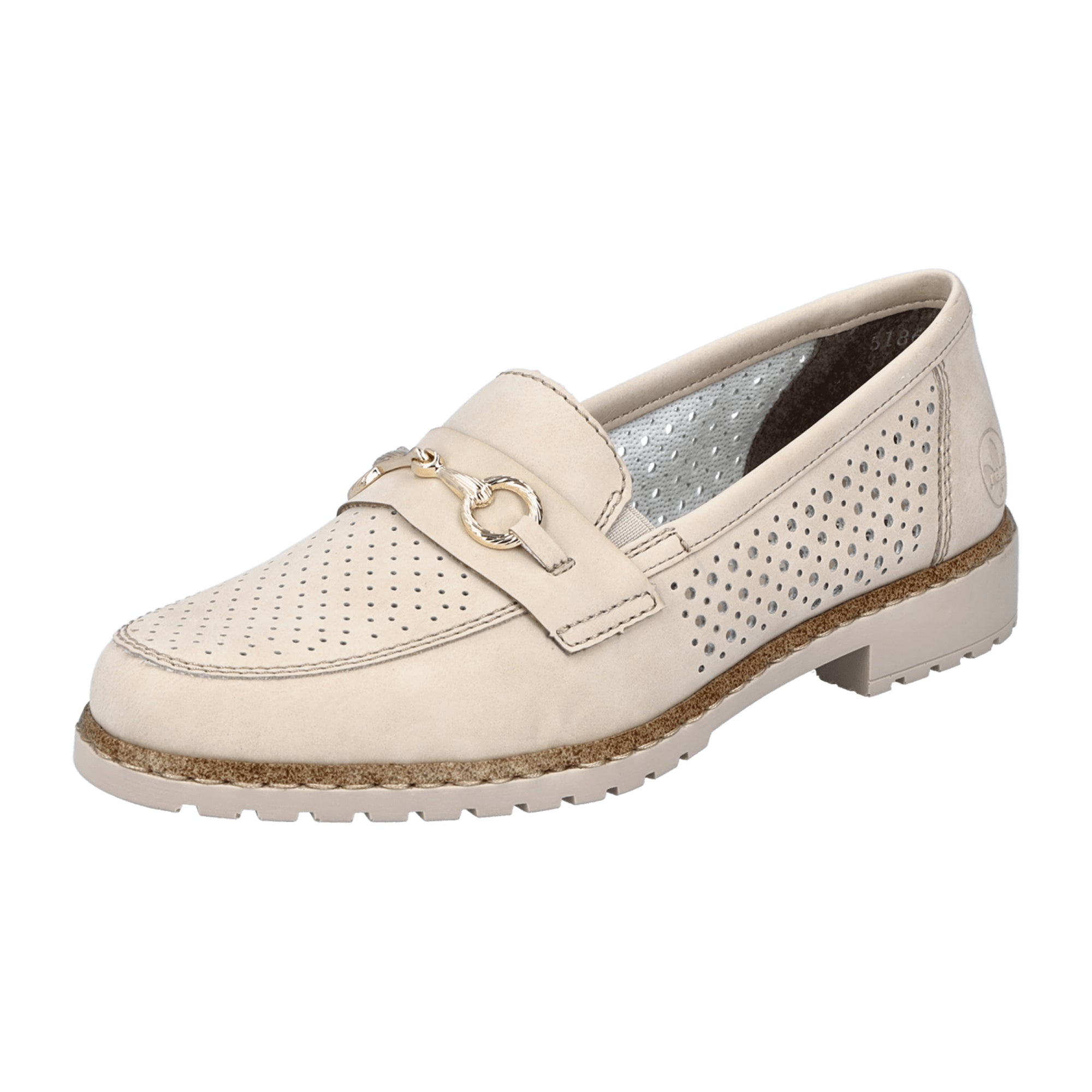 Rieker Comfortable Beige Leather Slip-On Shoes for Women