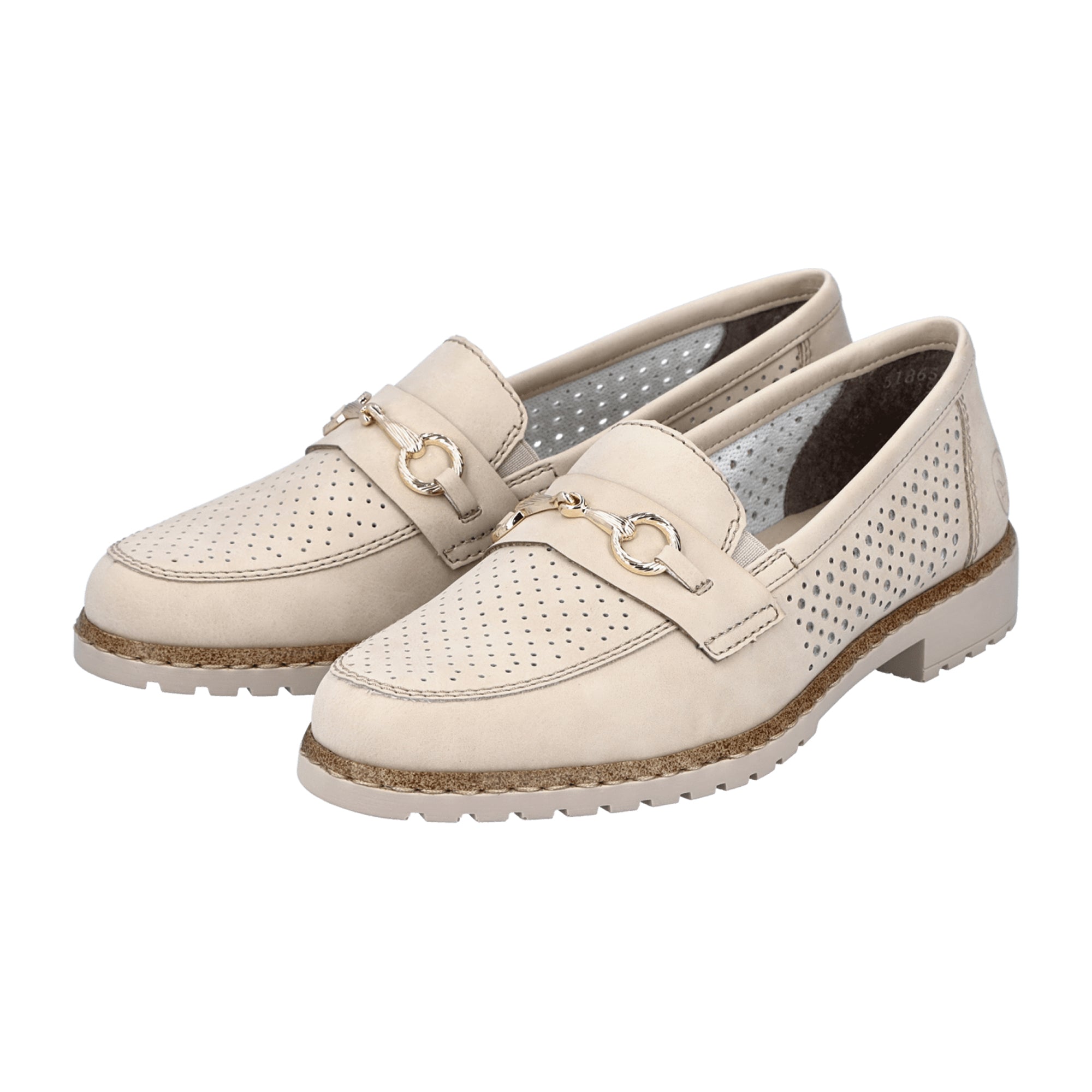 Rieker Comfortable Beige Leather Slip-On Shoes for Women