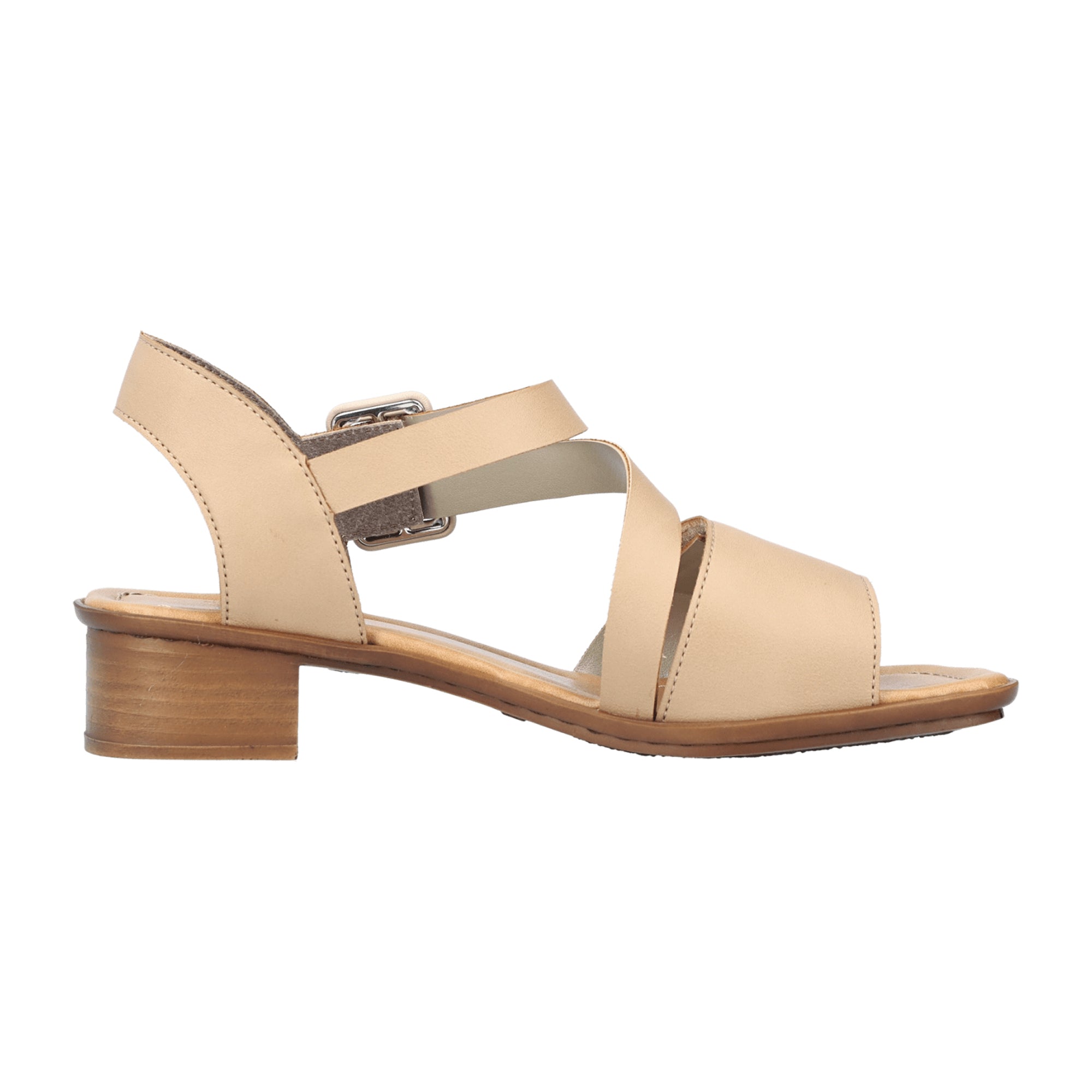 Rieker 6266160 Beige Block Heel Sandals with Velcro Strap Spring Summer Shoes