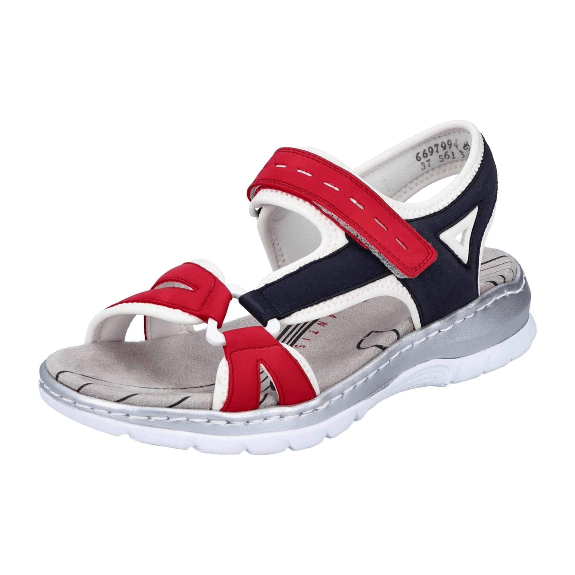 Rieker Red Women's Trekking Sandals with Wedge Heel and Velcro Closure