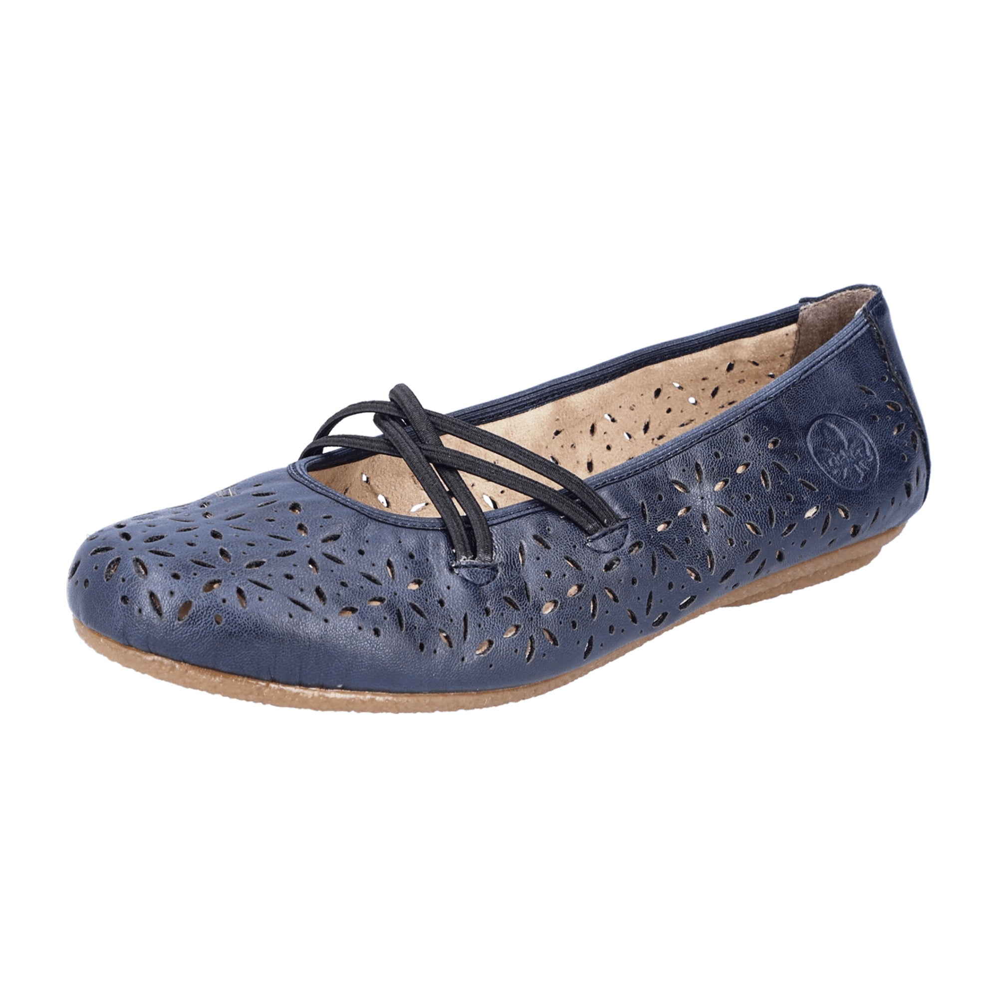 Rieker Women's Blue Slip-On Shoes with Removable Insole and Synthetic Sole