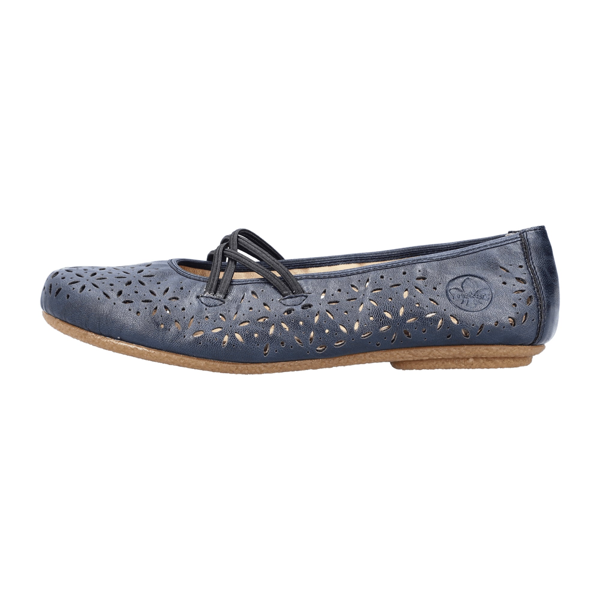 Rieker Women's Blue Slip-On Shoes with Removable Insole and Synthetic Sole