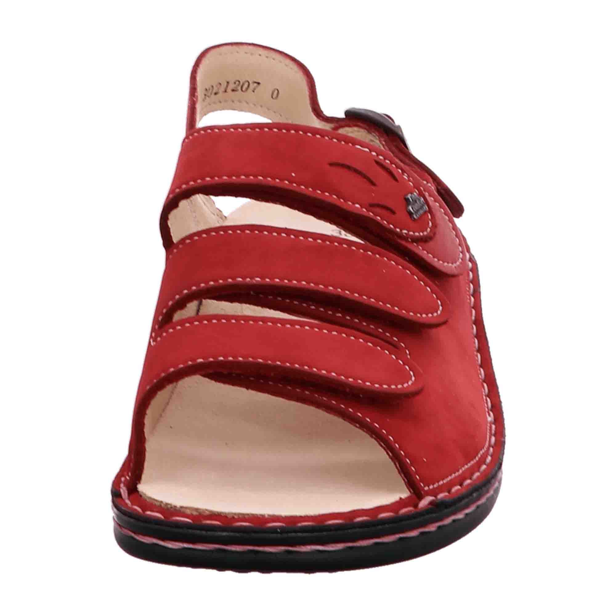 Finn Comfort Saloniki Women's Sandals - Nubuck Leather Comfort Sandals with Removable Insoles in Chili/Pomodore Red