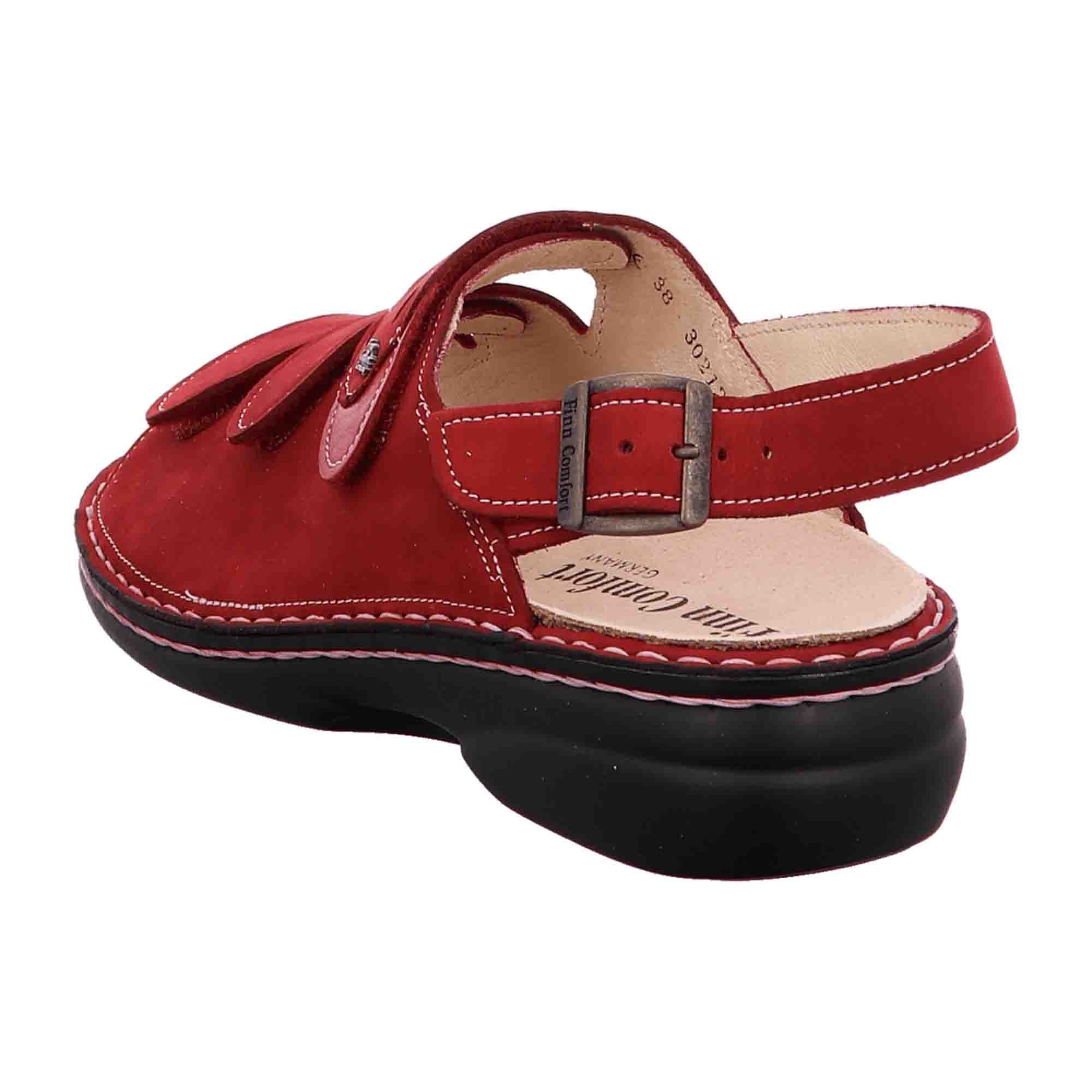 Finn Comfort Saloniki Women's Sandals - Nubuck Leather Comfort Sandals with Removable Insoles in Chili/Pomodore Red