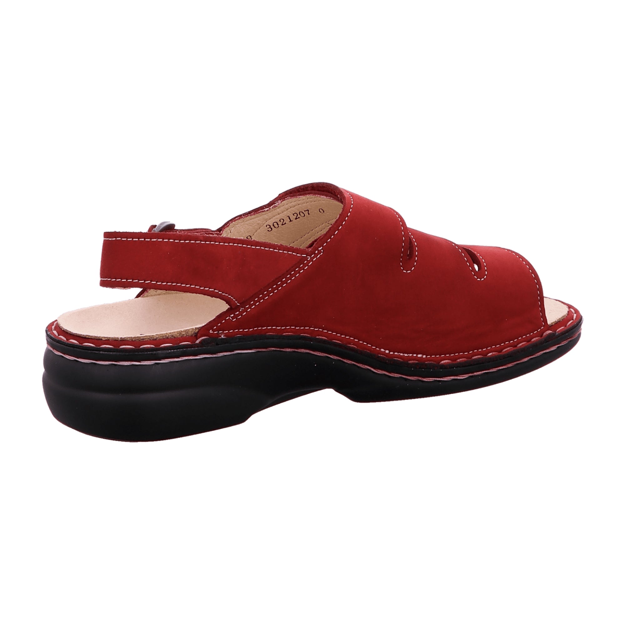 Finn Comfort Saloniki Women's Sandals - Nubuck Leather Comfort Sandals with Removable Insoles in Chili/Pomodore Red