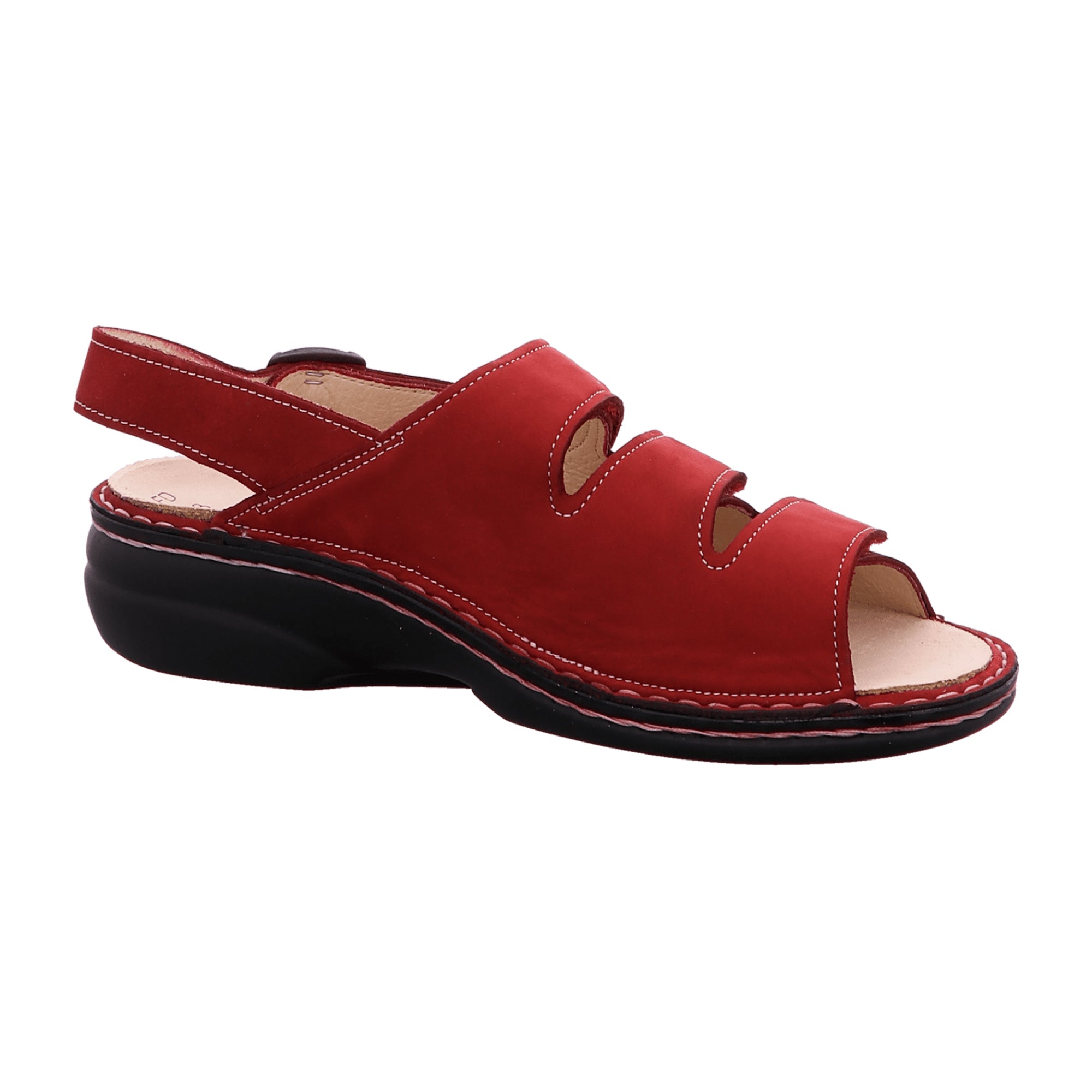 Finn Comfort Saloniki Women's Sandals - Nubuck Leather Comfort Sandals with Removable Insoles in Chili/Pomodore Red