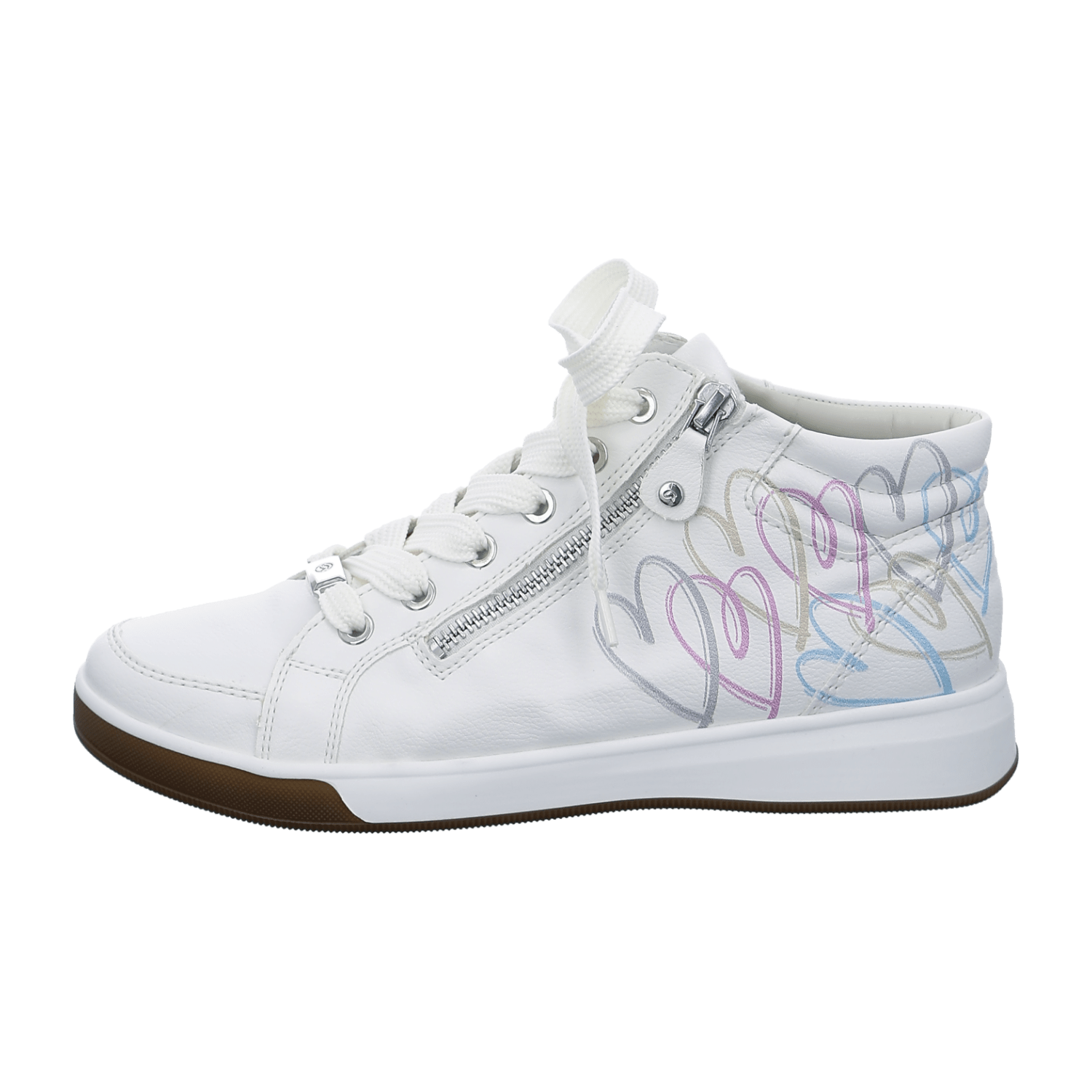 ARA ROM Women's Sneakers in White with Bungee Lace Closure, Synthetic Upper