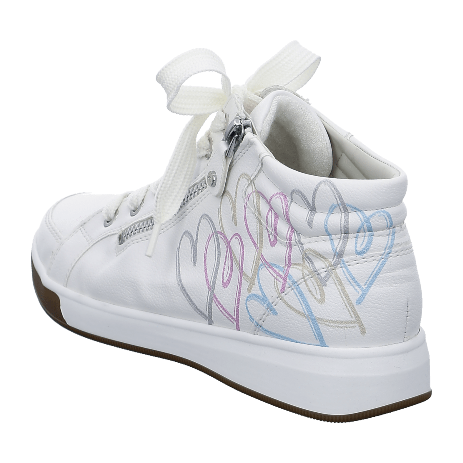 ARA ROM Women's Sneakers in White with Bungee Lace Closure, Synthetic Upper