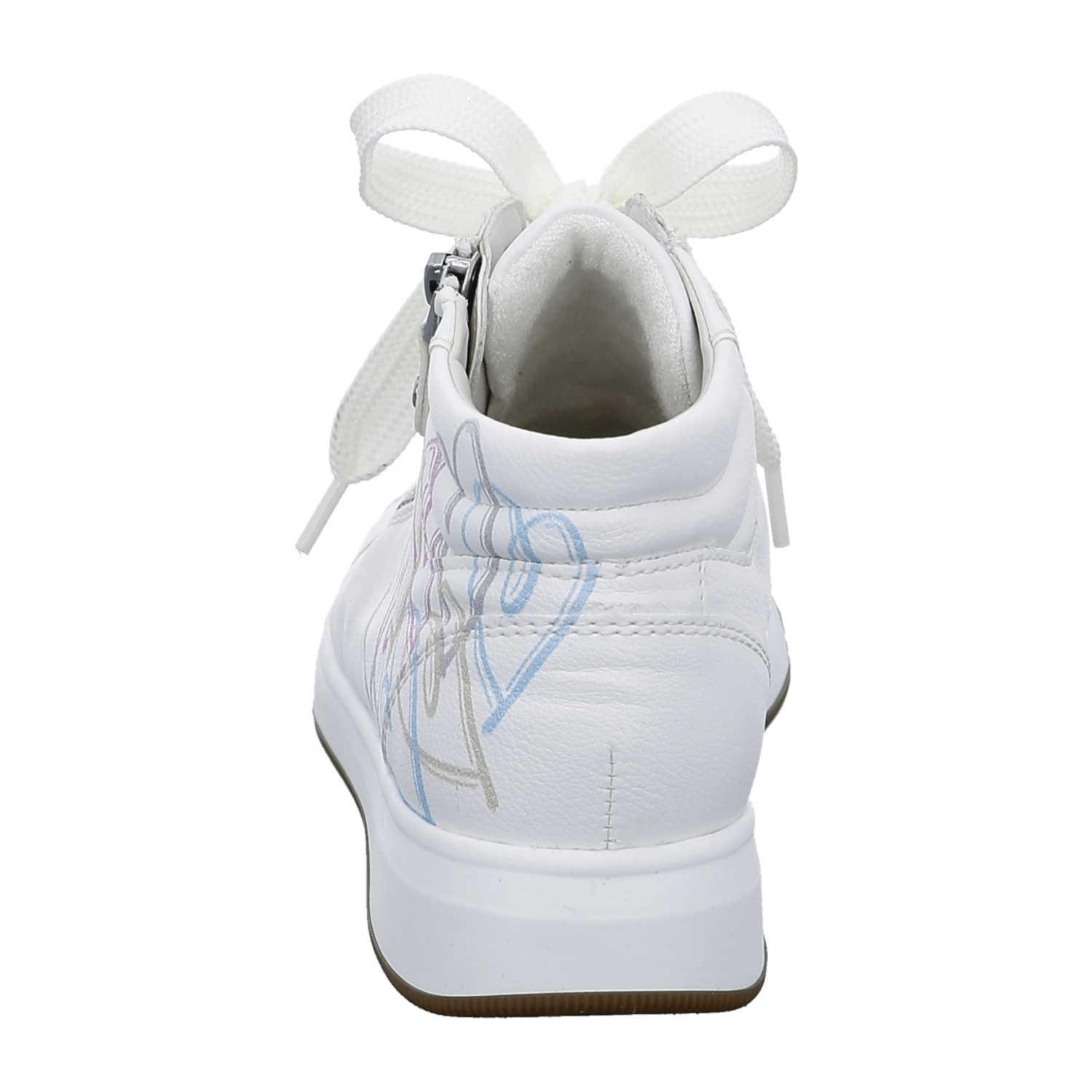 ARA ROM Women's Sneakers in White with Bungee Lace Closure, Synthetic Upper