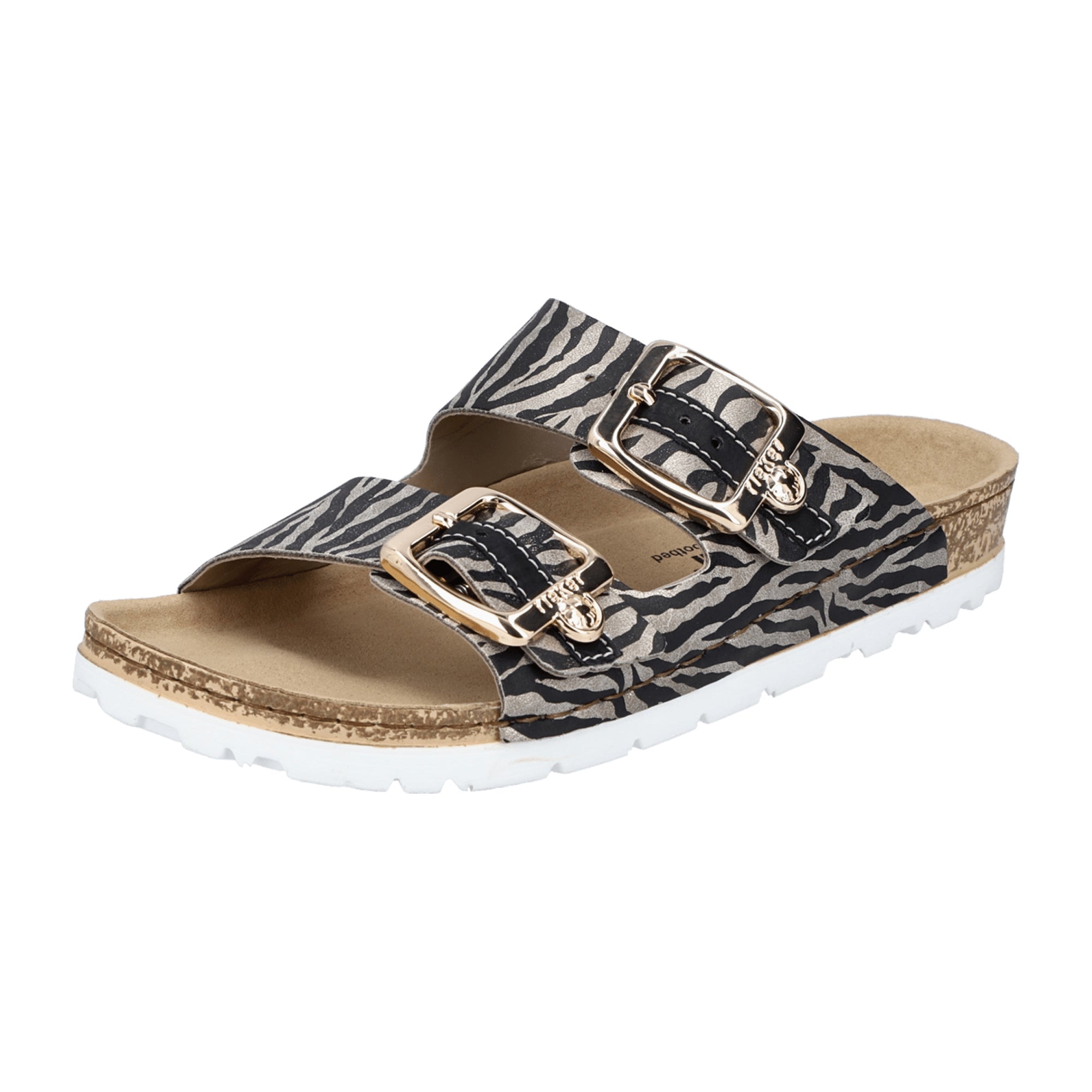 Rieker Women's Classic Animal Print Sandals Open Toe Flat Comfortable Summer Shoes