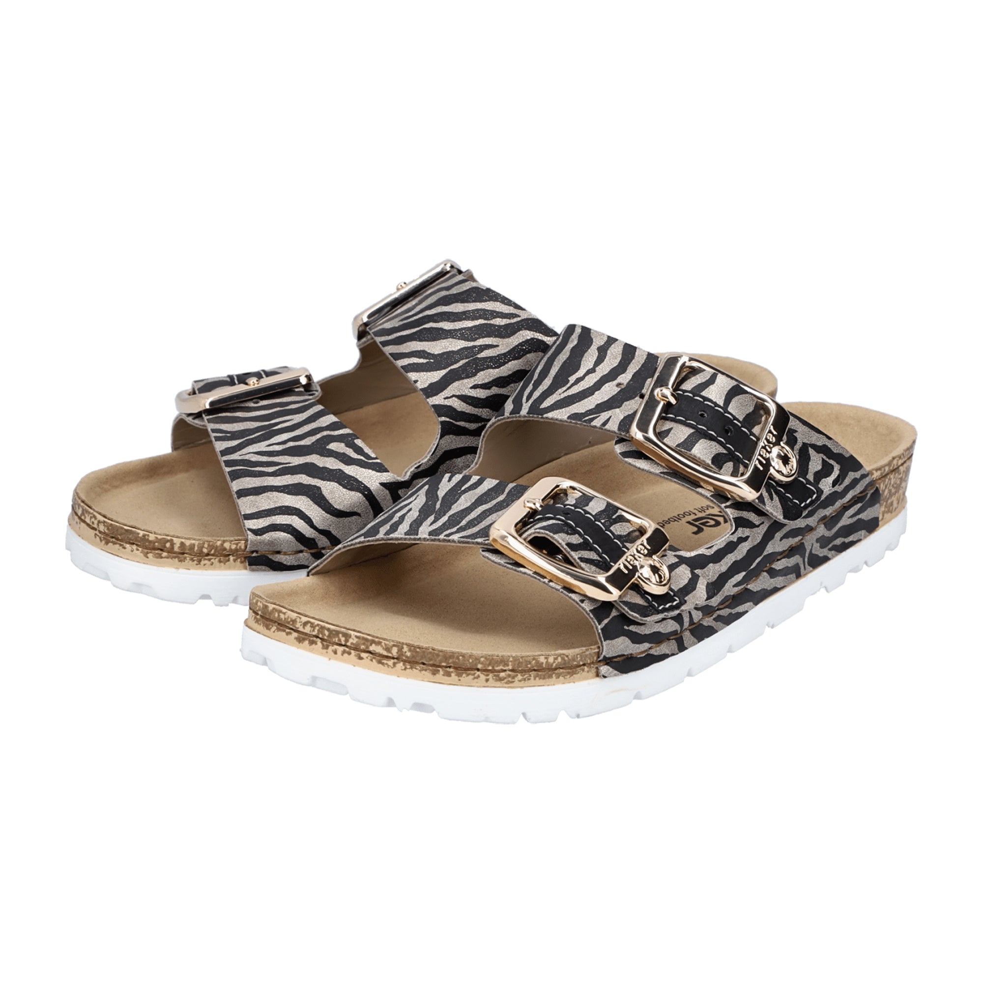 Rieker Women's Classic Animal Print Sandals Open Toe Flat Comfortable Summer Shoes