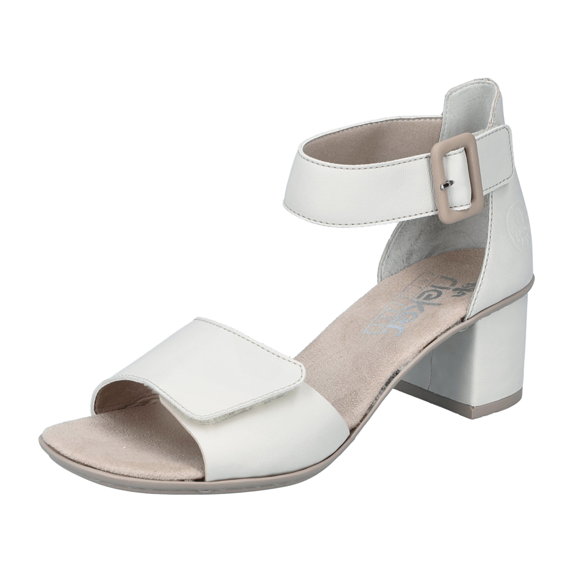 Rieker Alabama Beige Women's Sandals with Block Heel and Open Toe