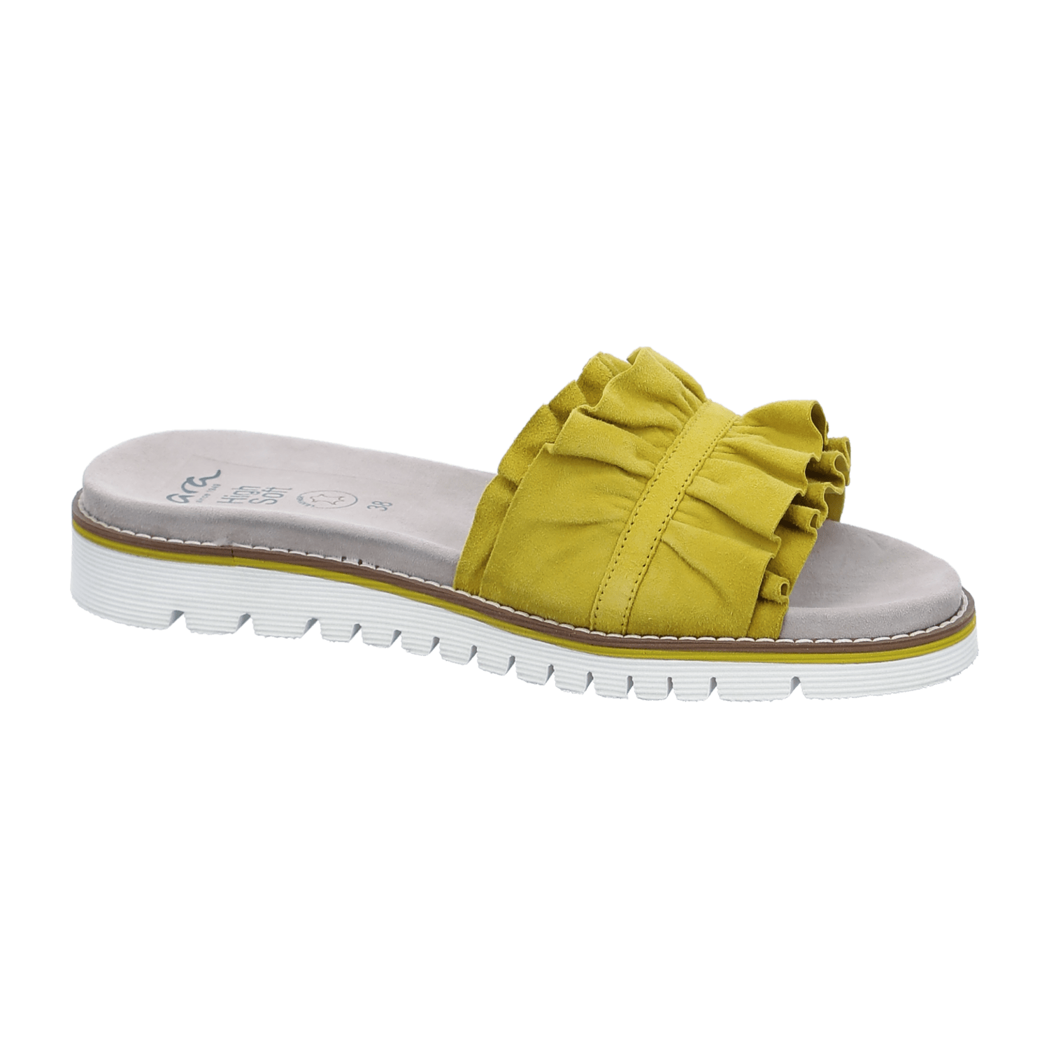 ARA Kent Sport Sandal Sunset for Women in Yellow Suede with Leather Lining