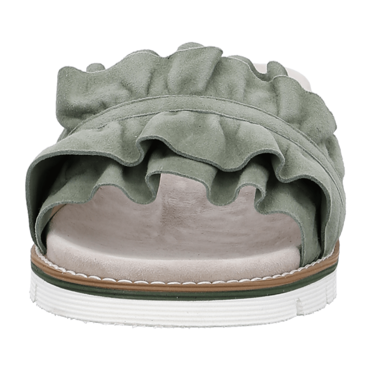ARA Thyme Clogs for Women in Green with Hook-and-Loop Fastening, Suede and Leather Lining