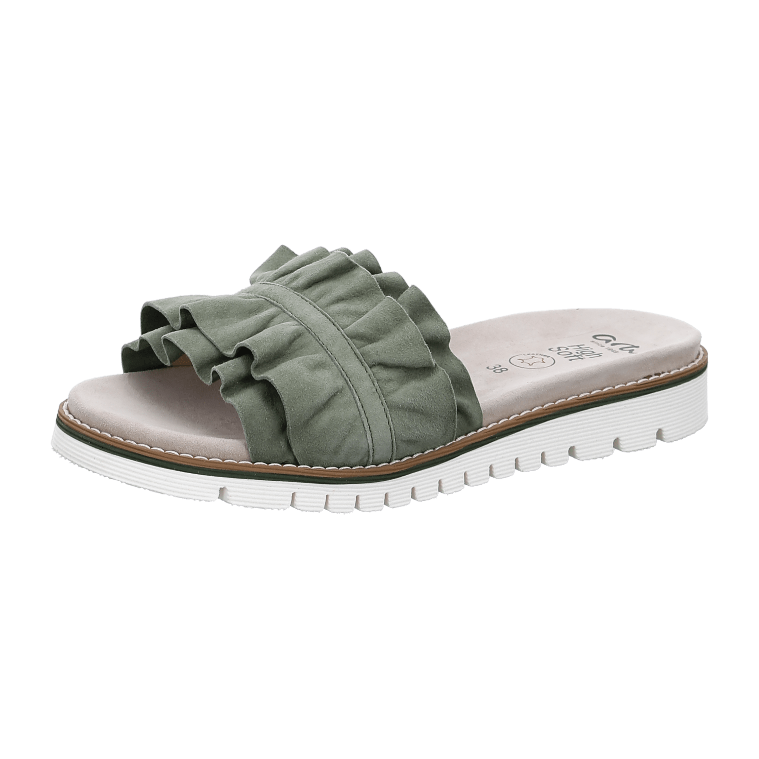 ARA Thyme Clogs for Women in Green with Hook-and-Loop Fastening, Suede and Leather Lining