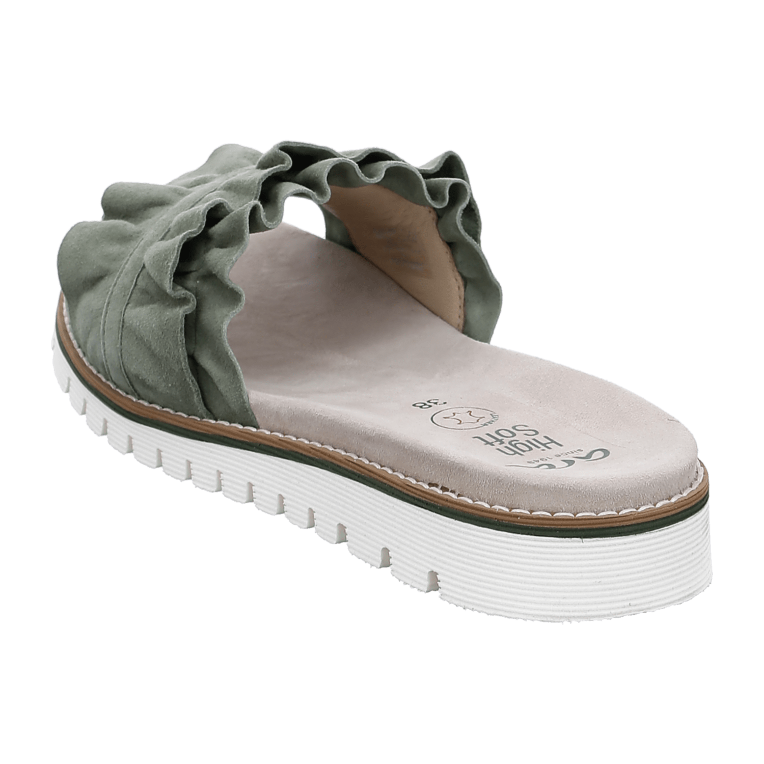 ARA Thyme Clogs for Women in Green with Hook-and-Loop Fastening, Suede and Leather Lining
