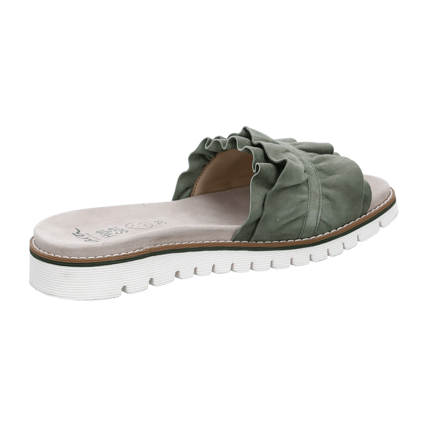 ARA Thyme Clogs for Women in Green with Hook-and-Loop Fastening, Suede and Leather Lining