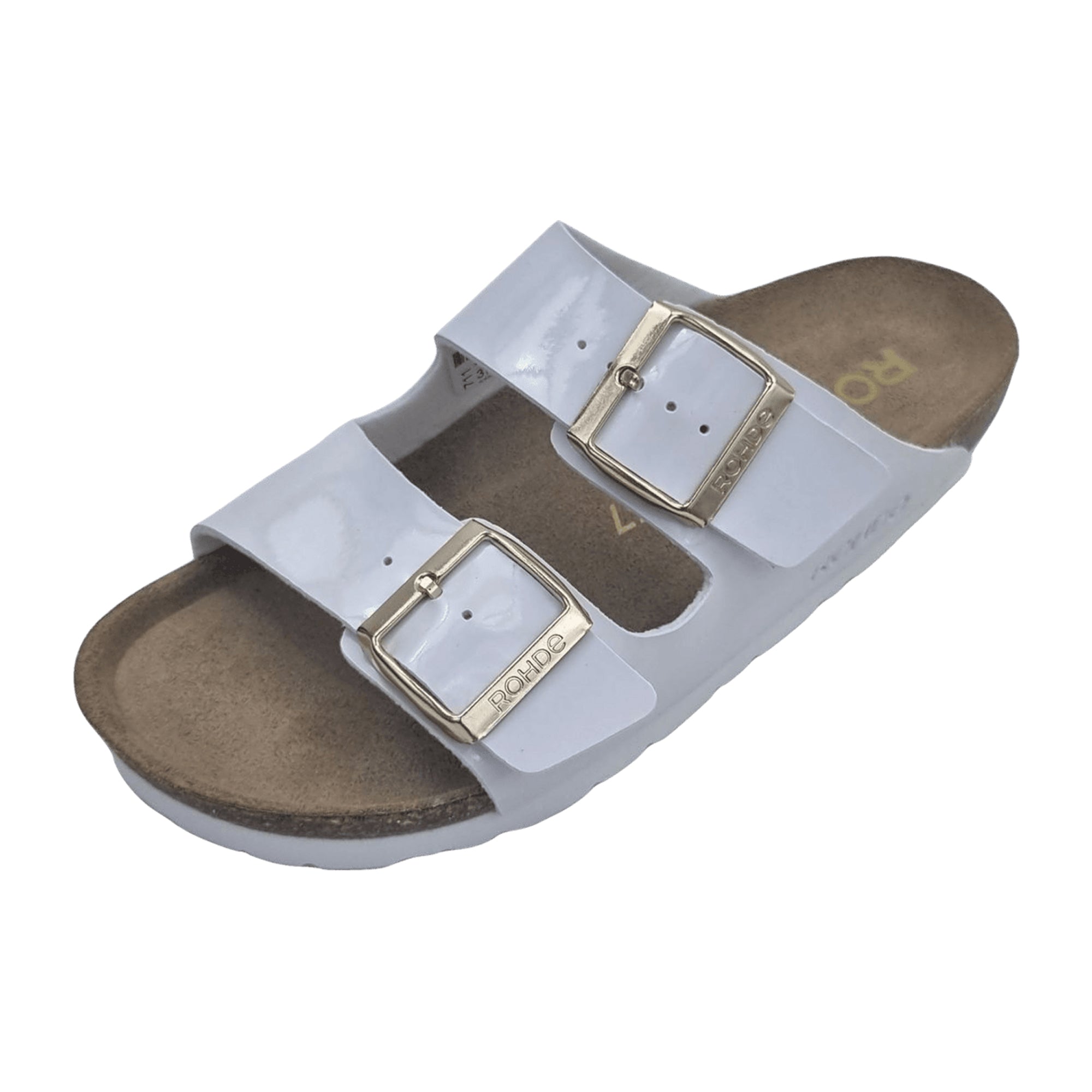 Rohde Classic Women's White Leather Sandals with Buckle Closure