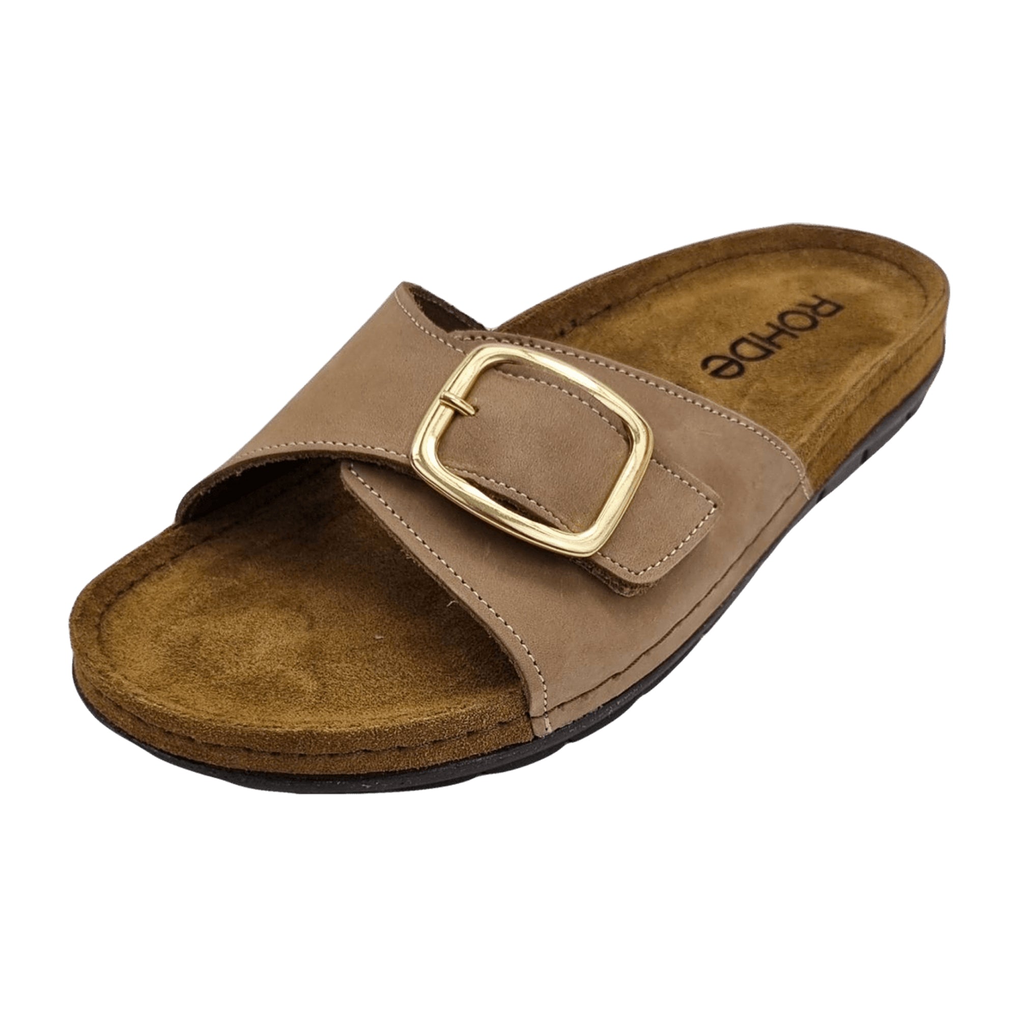 Rohde Classic Brown Nubuck Leather Women's Sandals with Velcro Closure