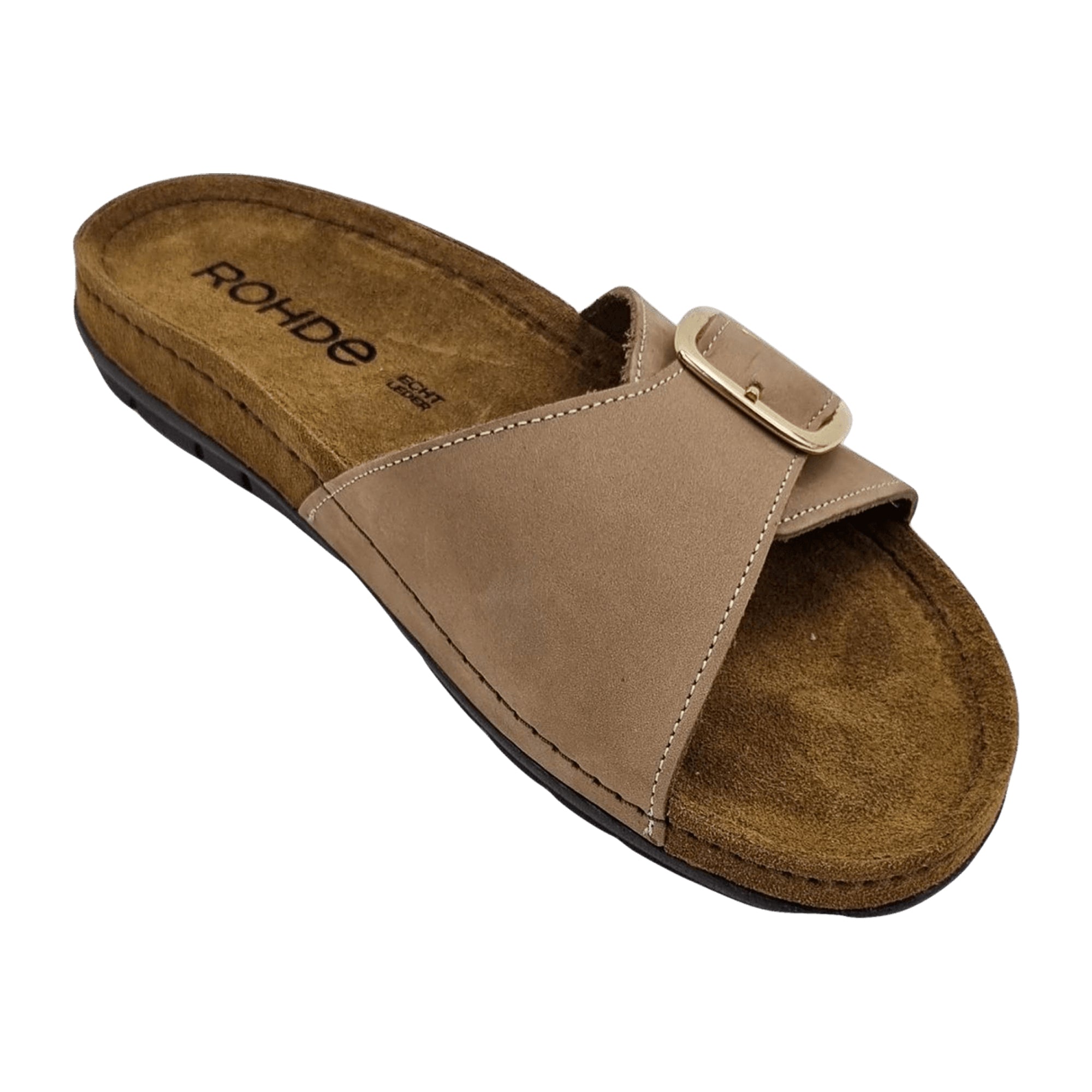 Rohde Classic Brown Nubuck Leather Women's Sandals with Velcro Closure