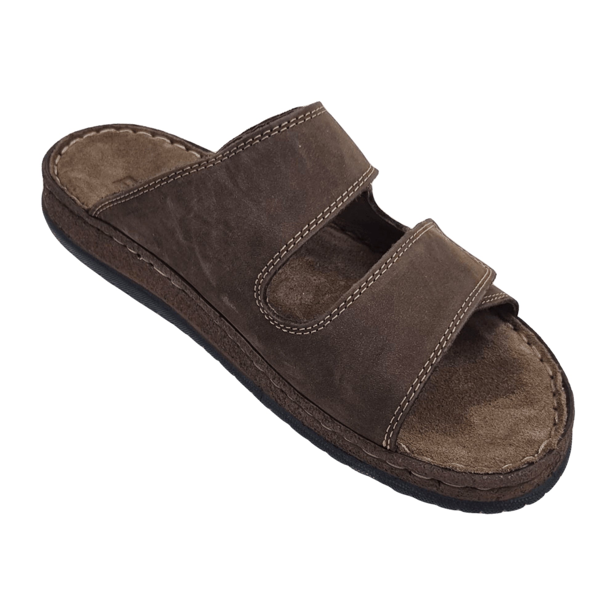 Rohde Men's Brown Nubuck Leather Sandals with Velcro Closure