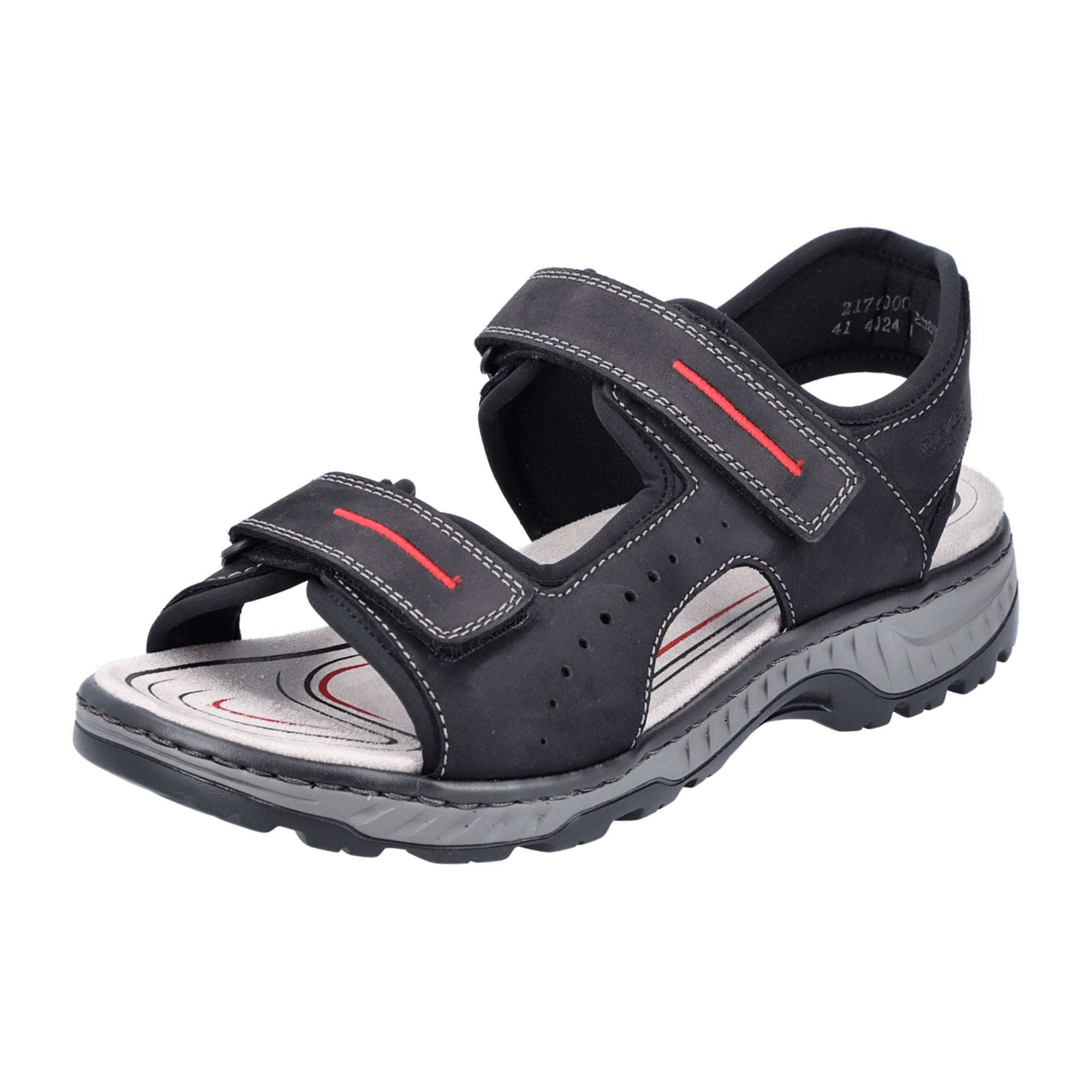 Rieker Men's Black Sandals with Velcro Strap and EVA Sole
