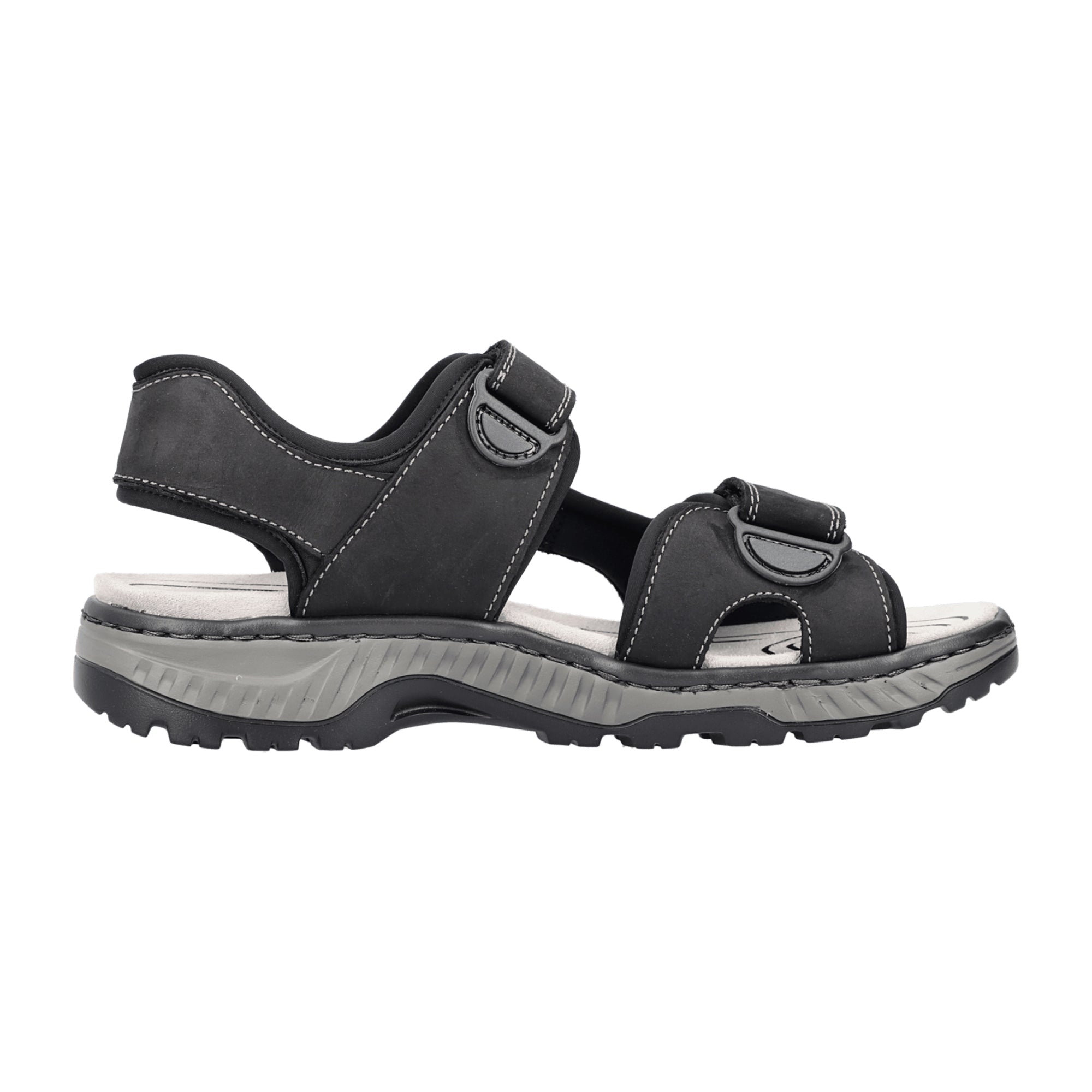 Rieker Men's Black Sandals with Velcro Strap and EVA Sole