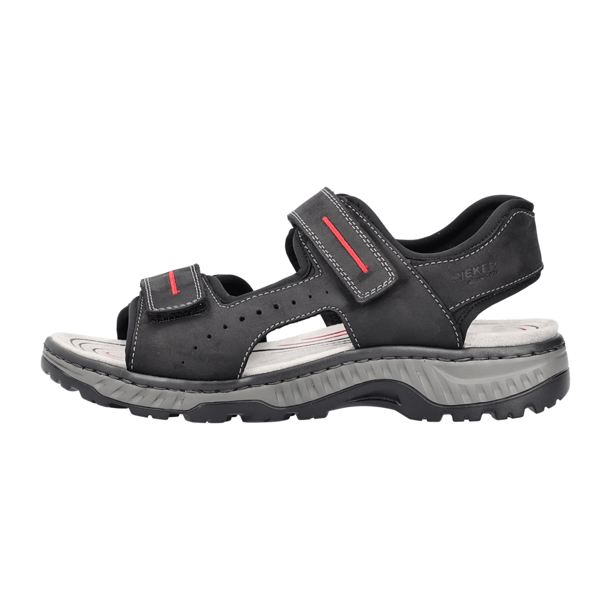 Rieker Men's Black Sandals with Velcro Strap and EVA Sole