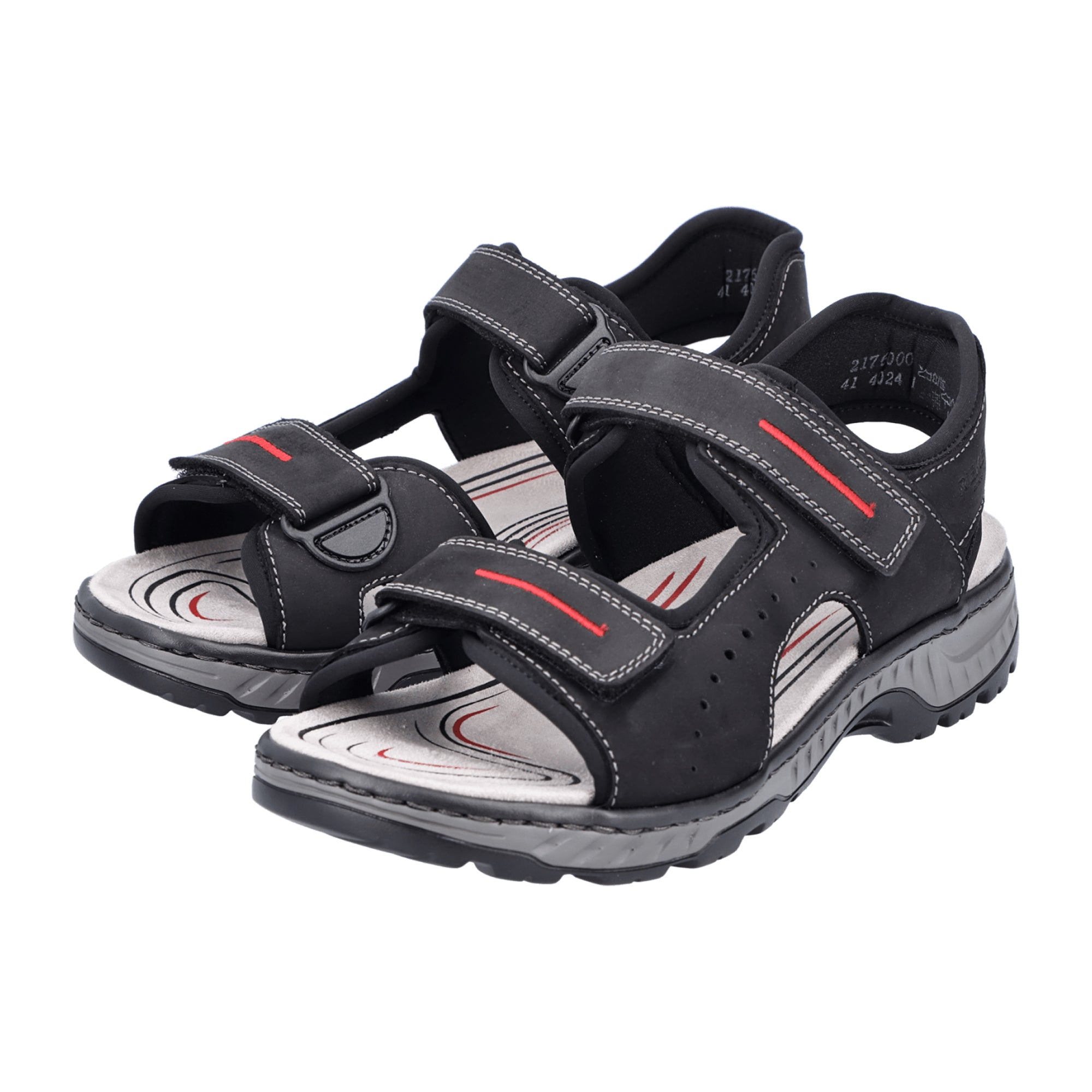Rieker Men's Black Sandals with Velcro Strap and EVA Sole