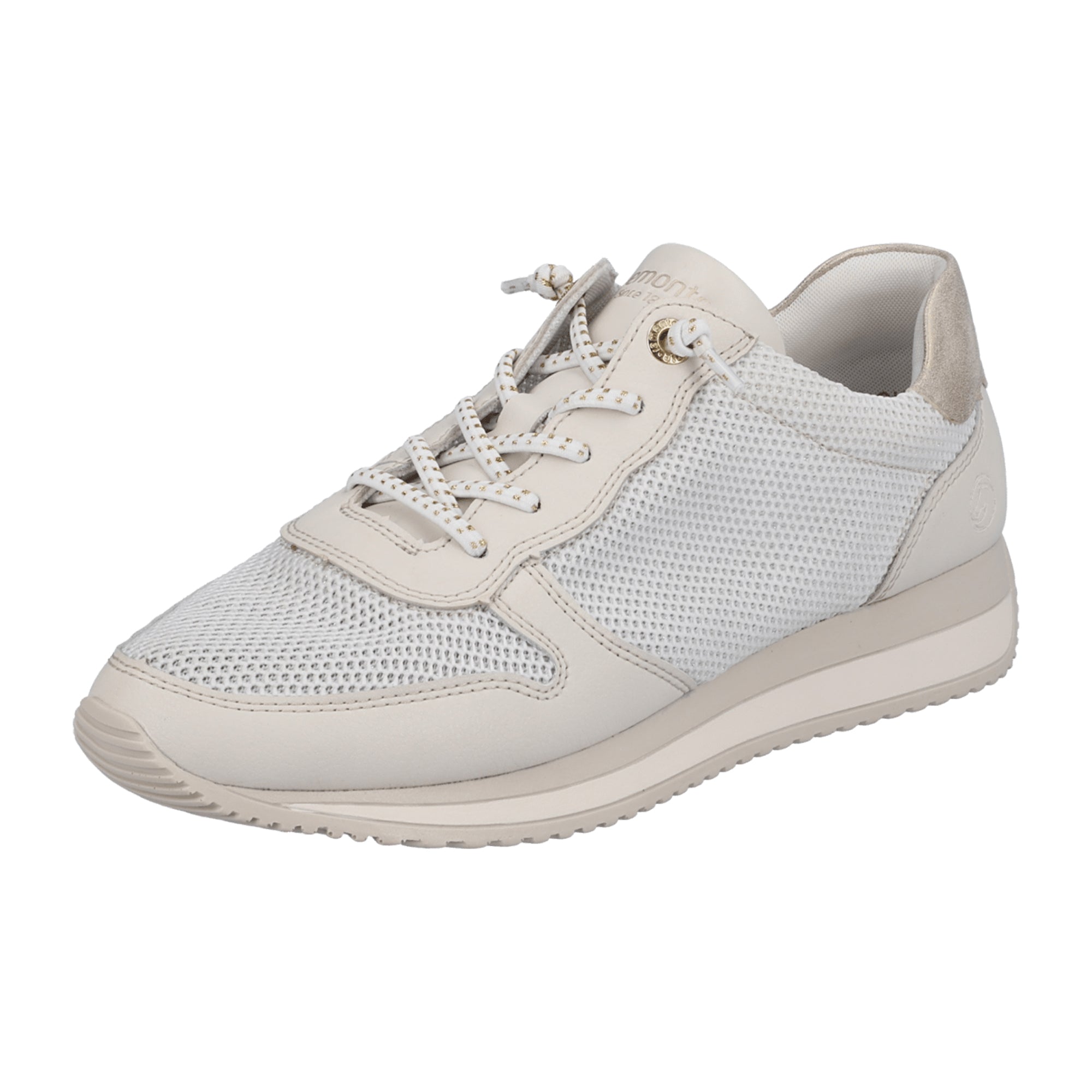 Remonte Women's White Low Sneakers with Lace-Up Closure and Flat Heel