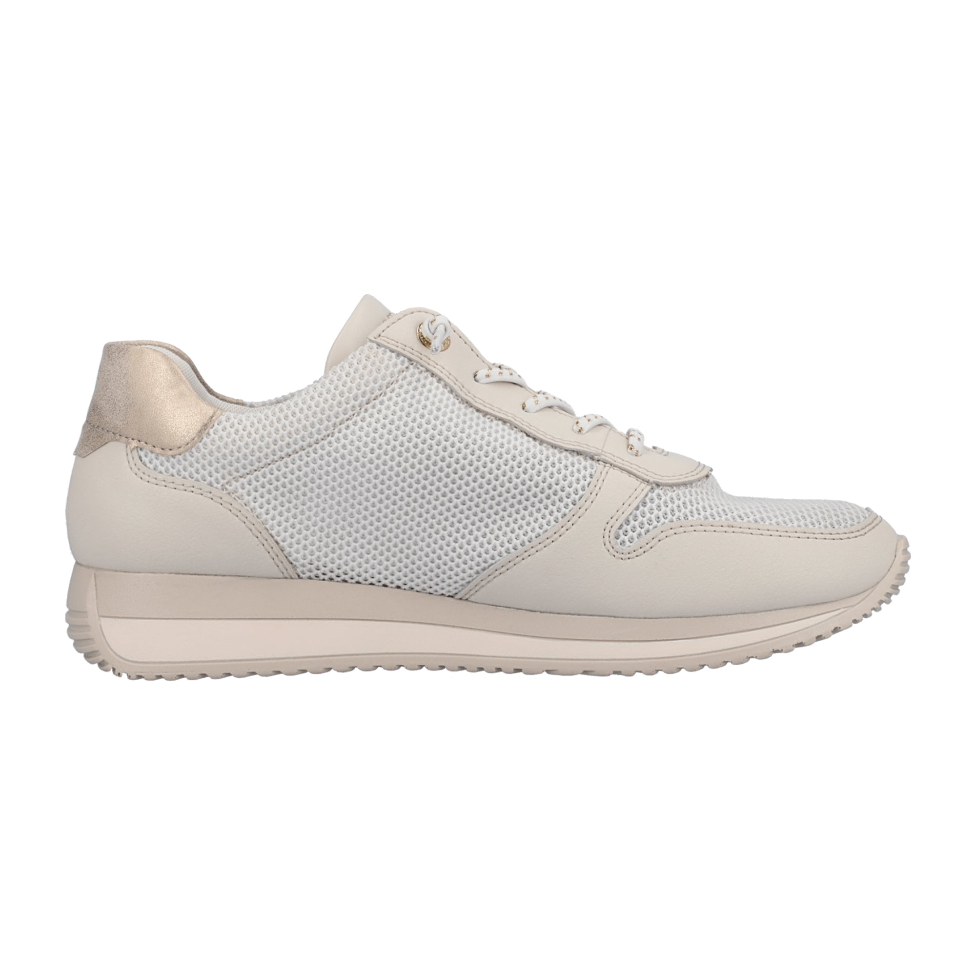 Remonte Women's White Low Sneakers with Lace-Up Closure and Flat Heel