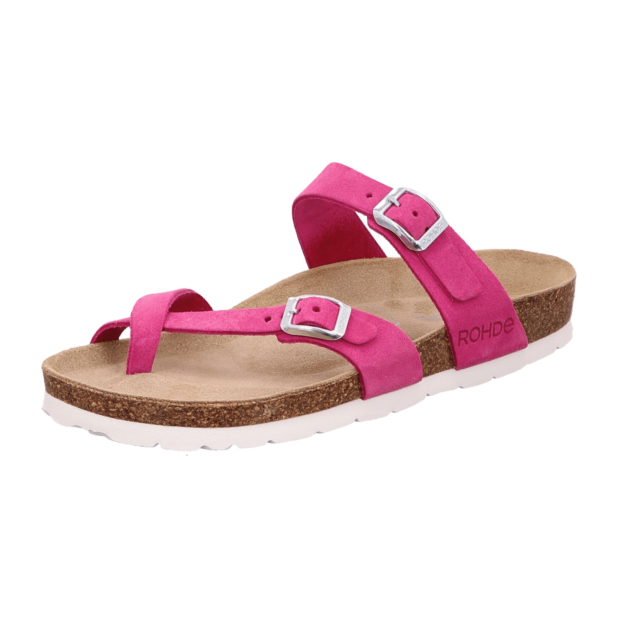 Rohde Pink Women's Sandals Velour Leather Buckle Closure Spring Summer Shoes