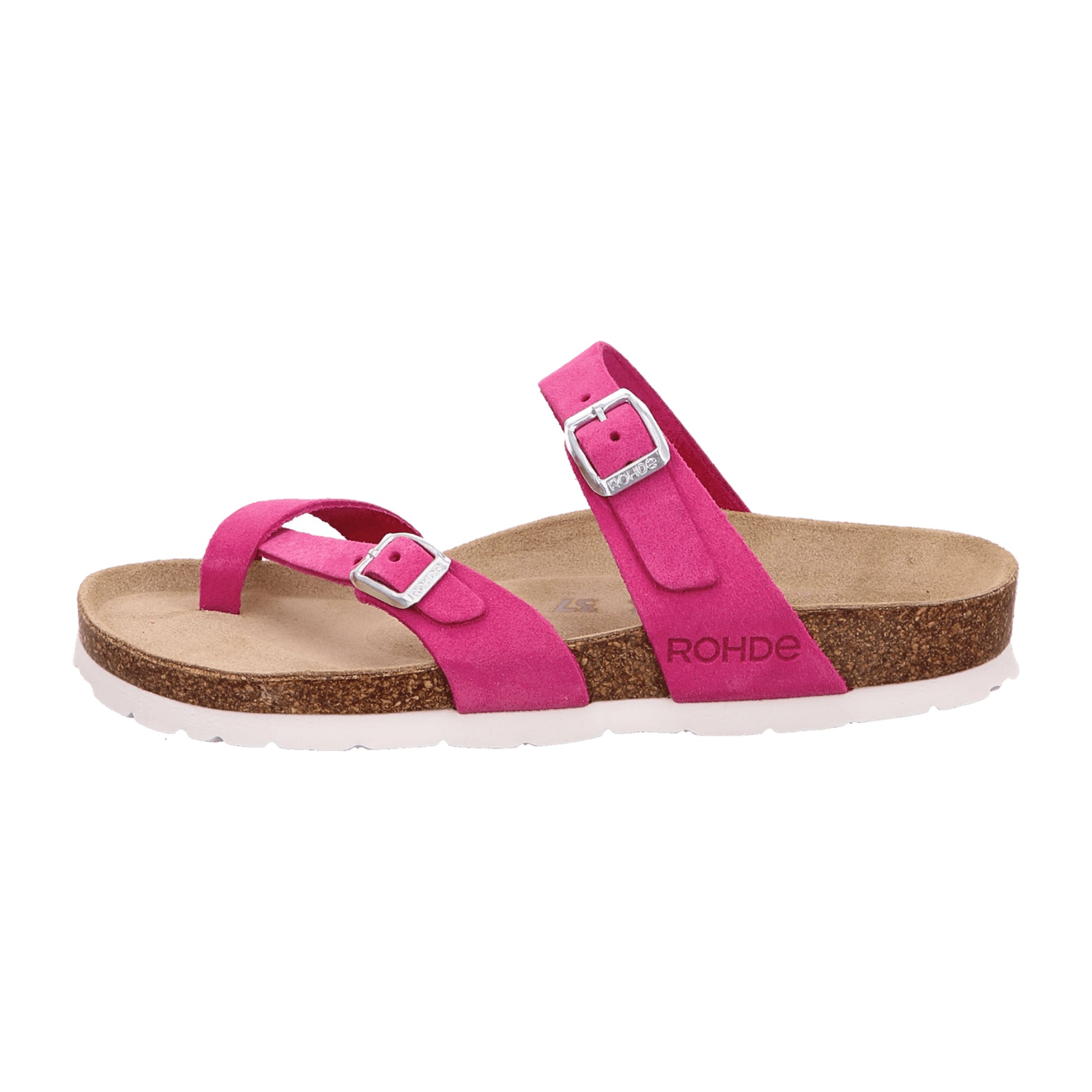 Rohde Pink Women's Sandals Velour Leather Buckle Closure Spring Summer Shoes