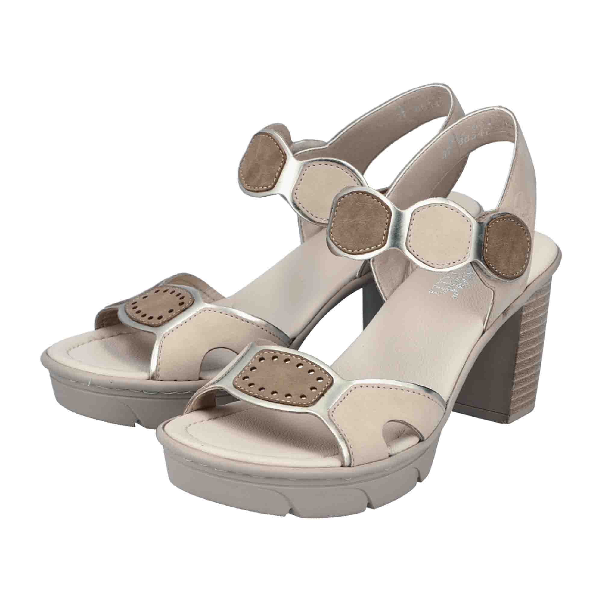 Rieker Beige Platform Sandals for Women Spring Summer Faux Leather