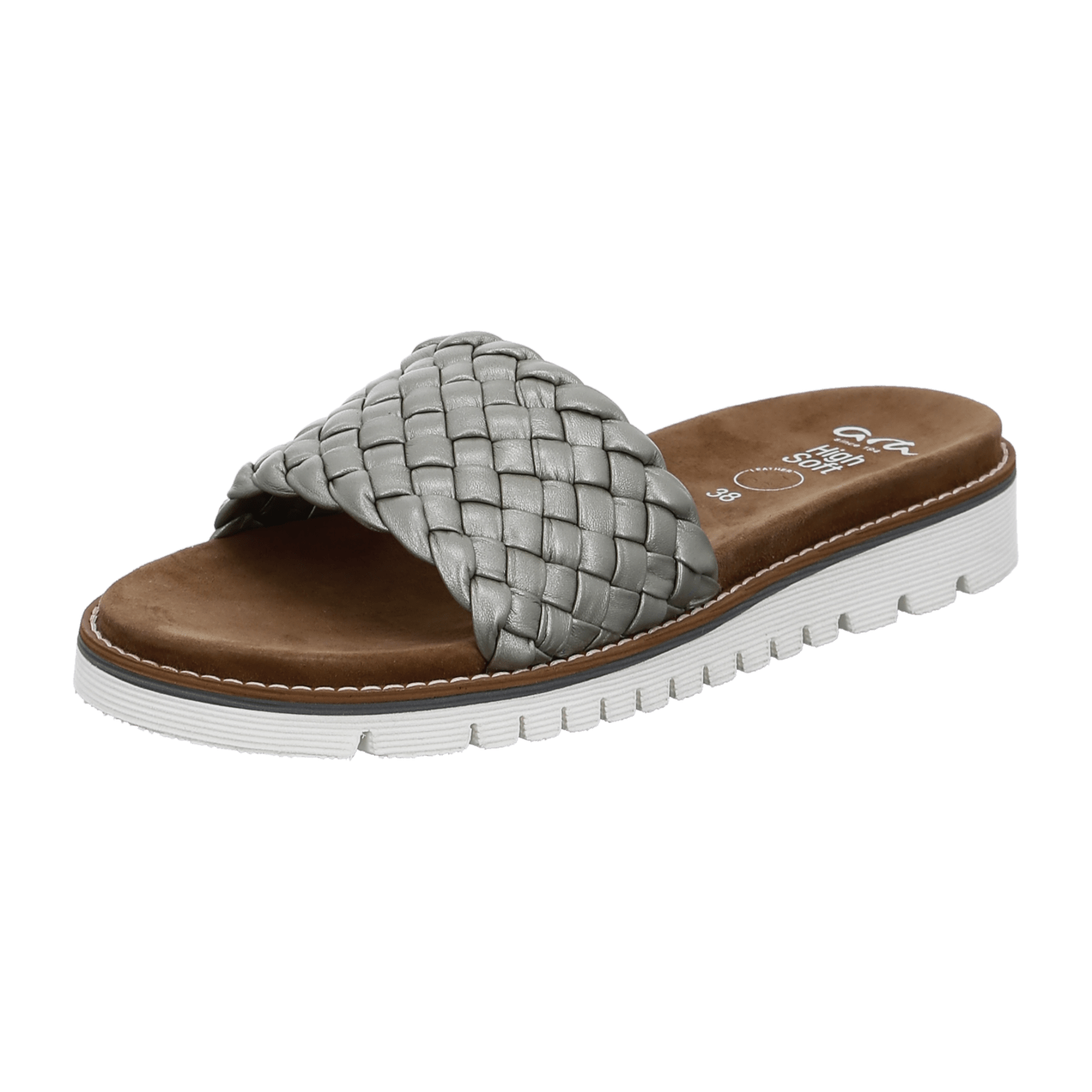 ARA Kent Sport Sandals for Women in Grey Smooth Leather with Hook-and-Loop Fastening